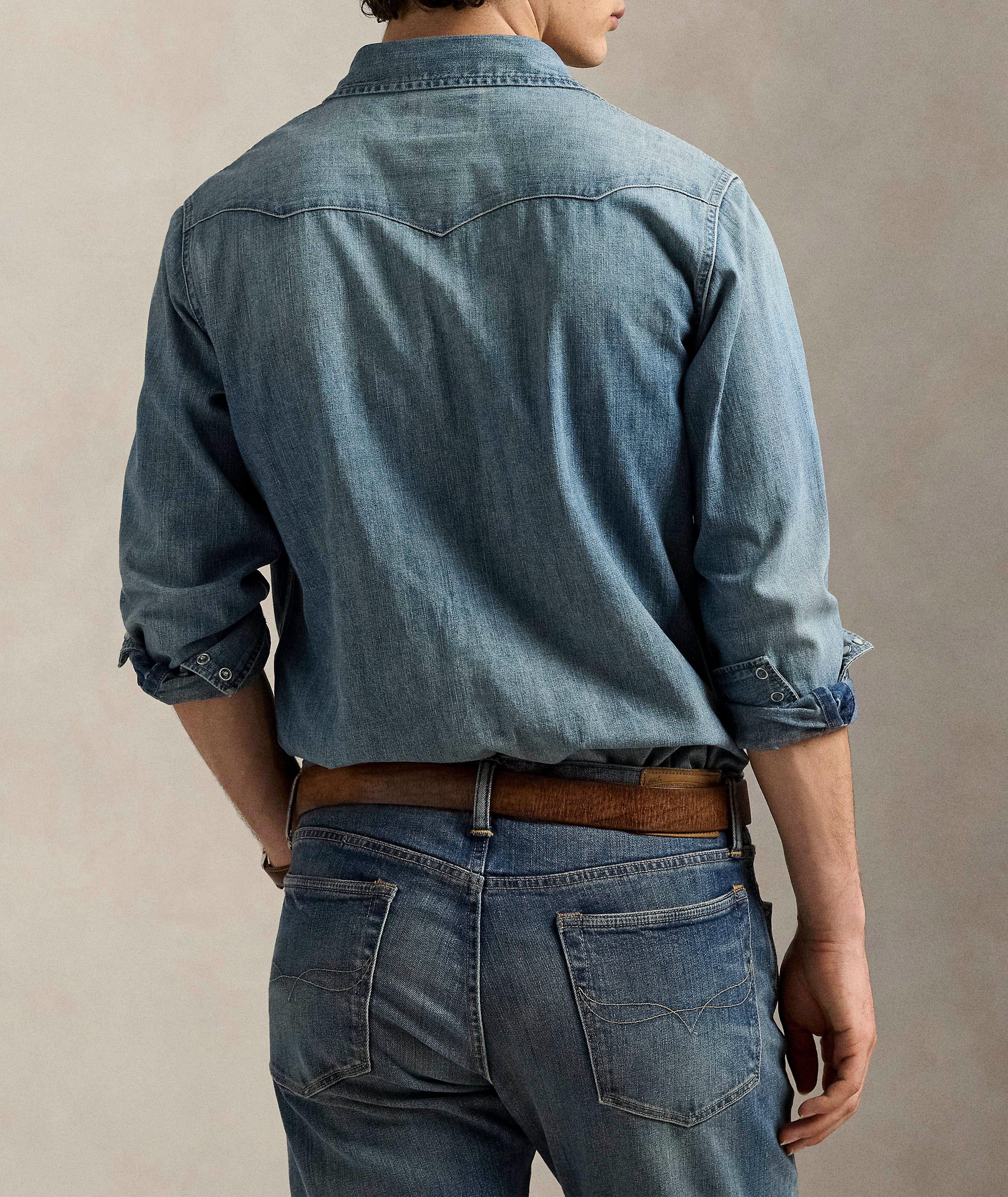 Chemise de style western en denim à tissage irrégulier image 2