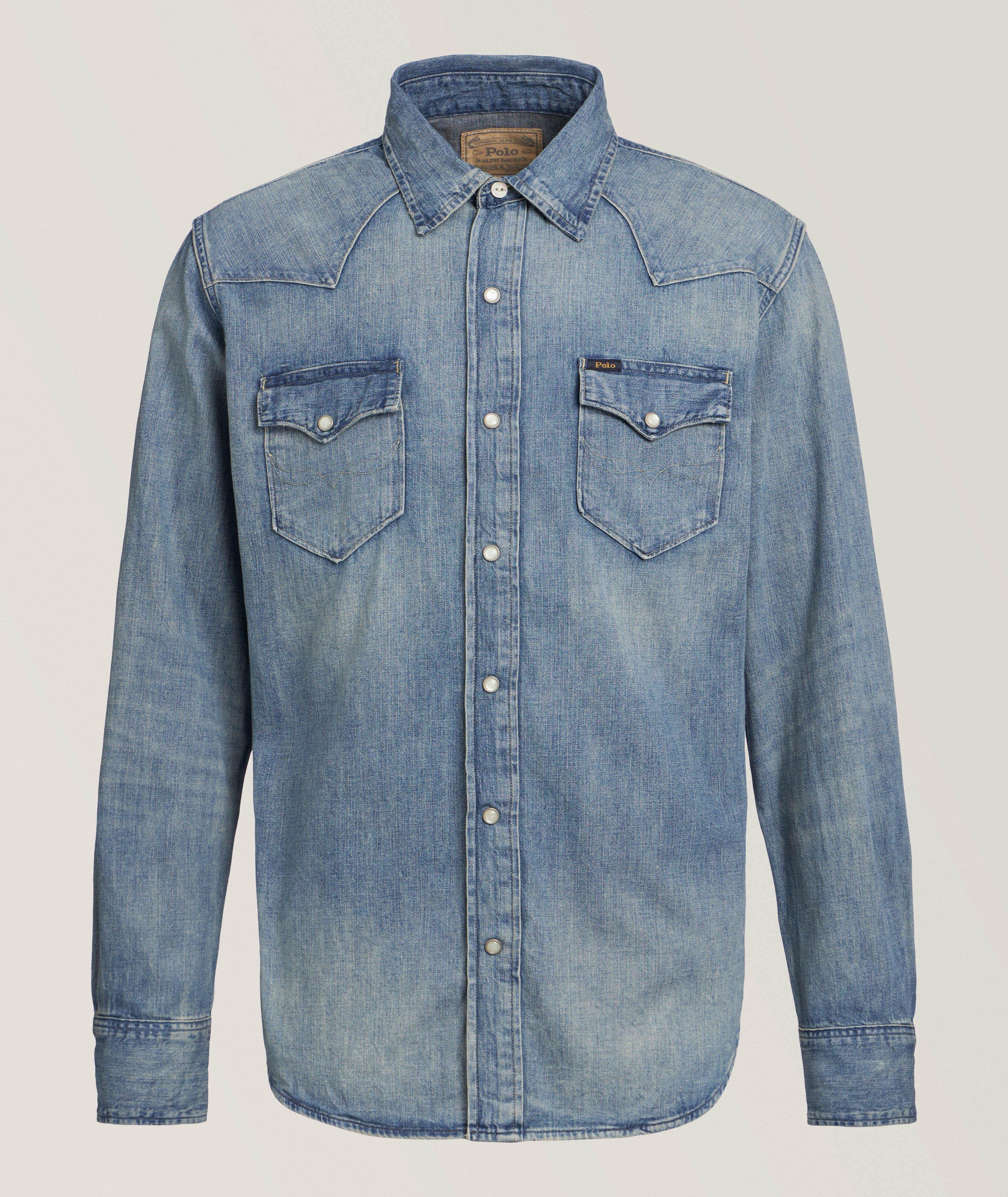 Chemise de style western en denim à tissage irrégulier image 0