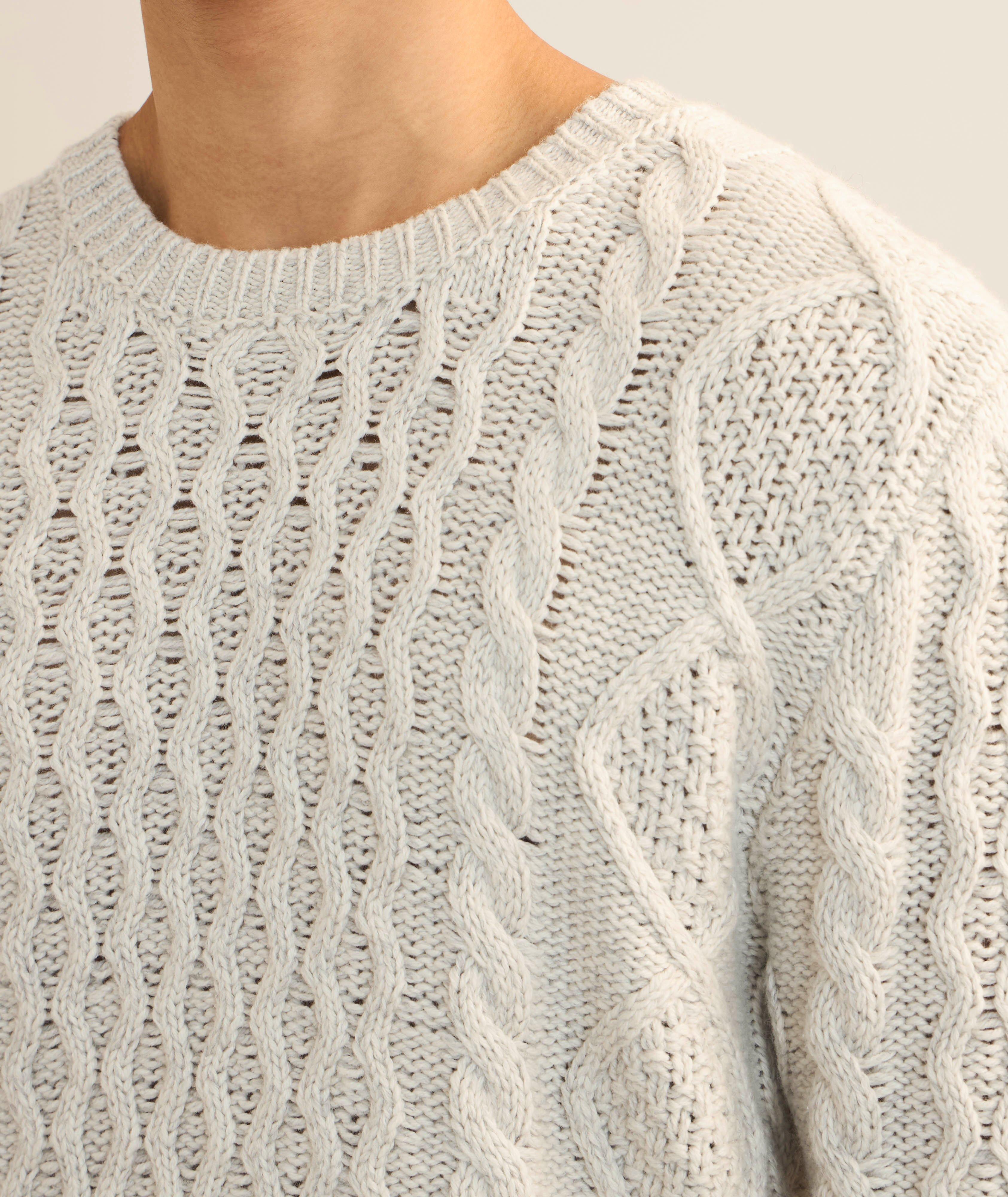 Cable Knit Crewneck Sweater image 3