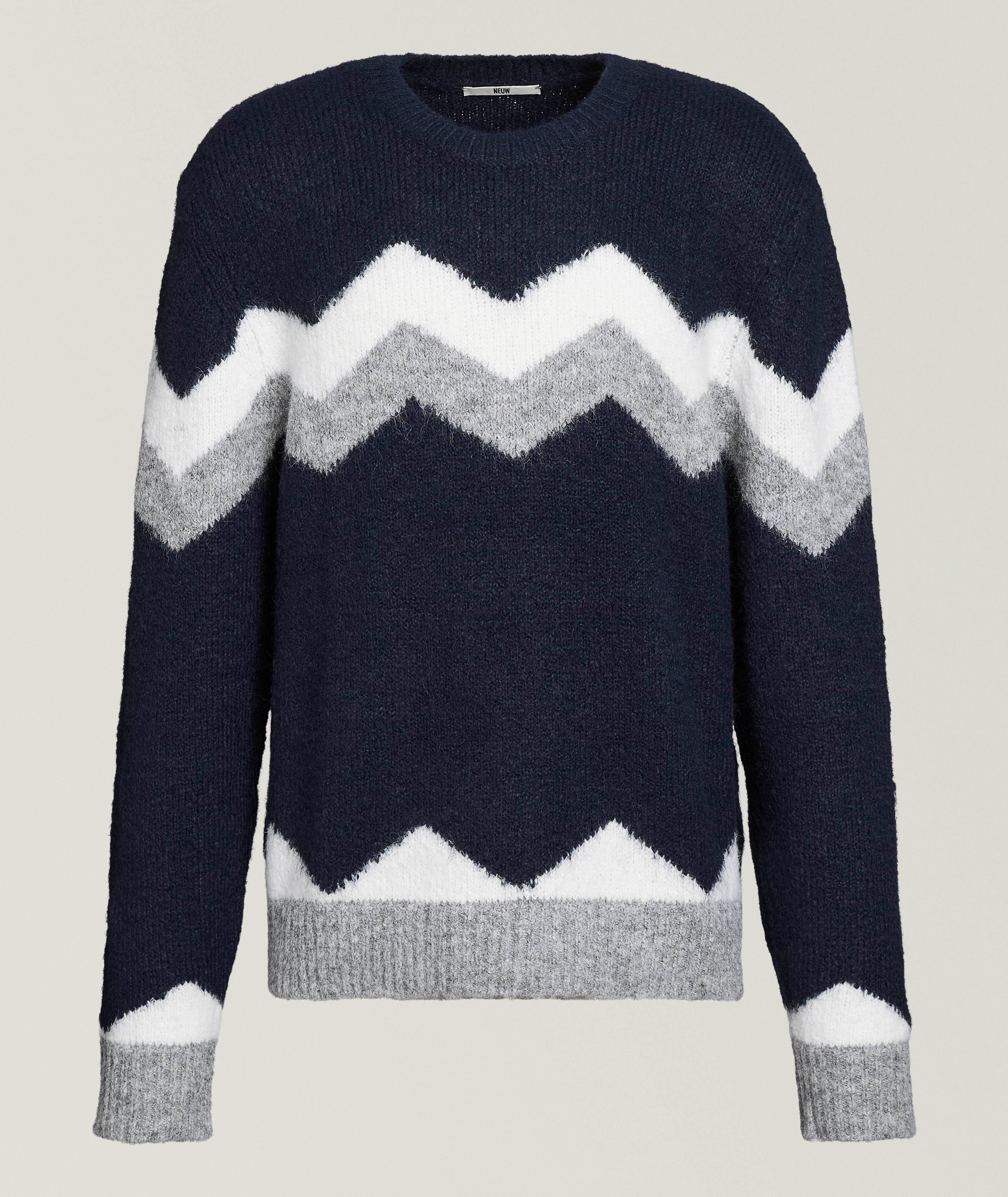 Zig-Zag Intarsia Knit Sweater image 0