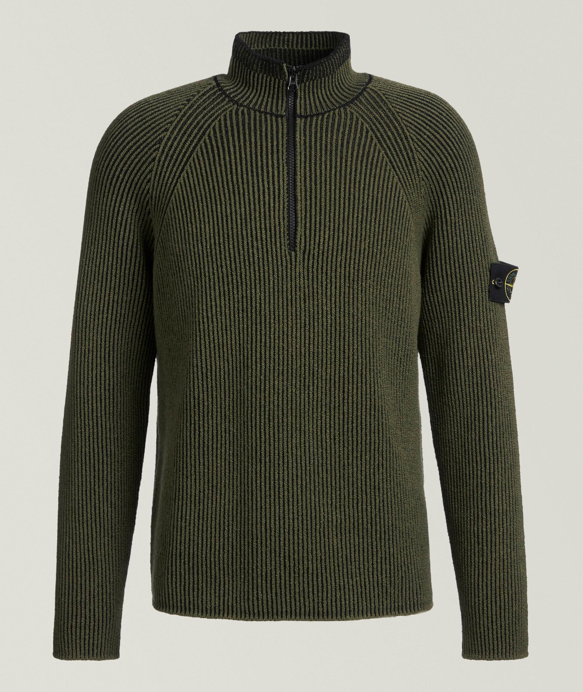 Pull en laine mélangée avec fermeture quart de zip image 0
