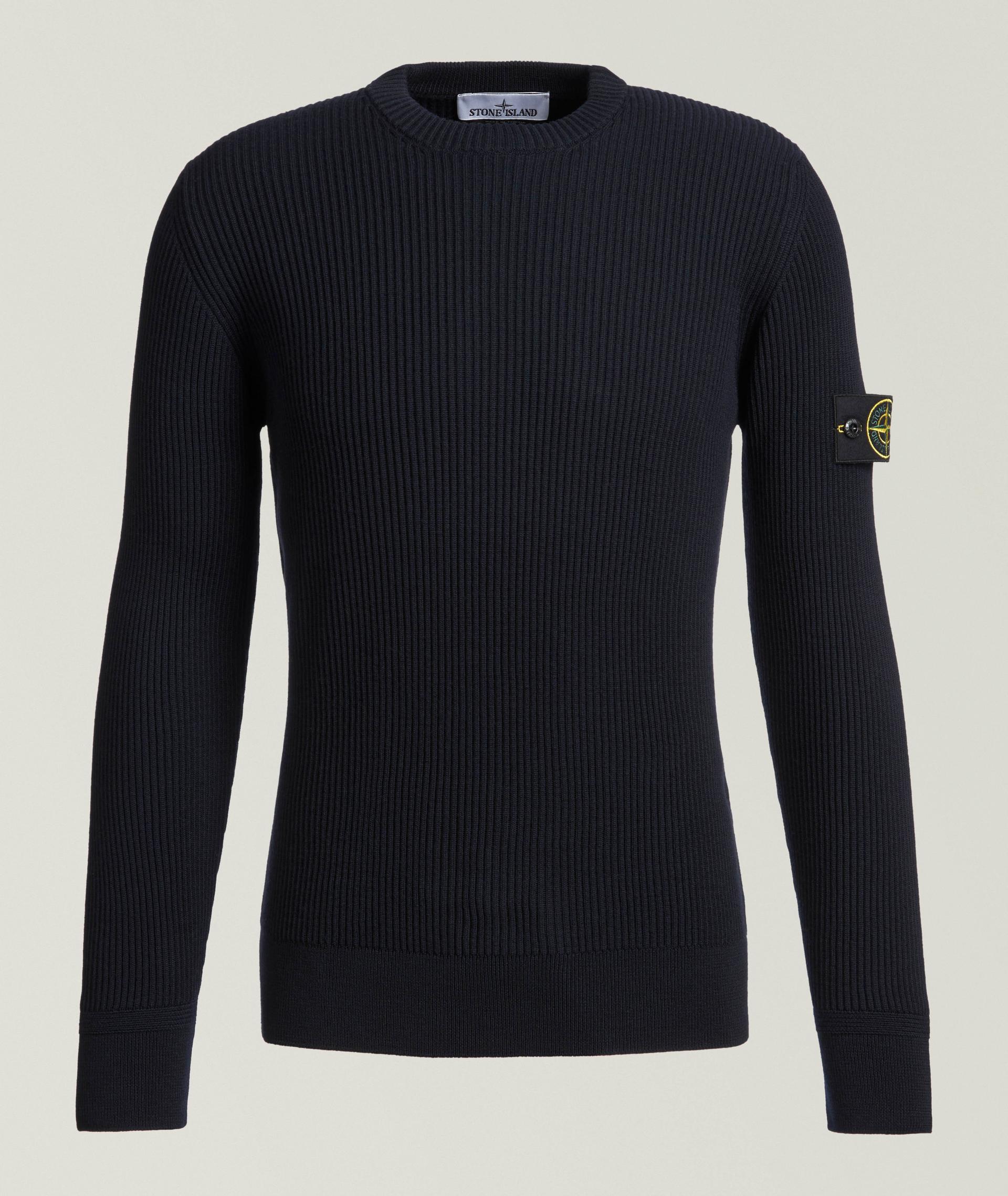 Ribbed Knit Wool Crewneck Sweater image 0