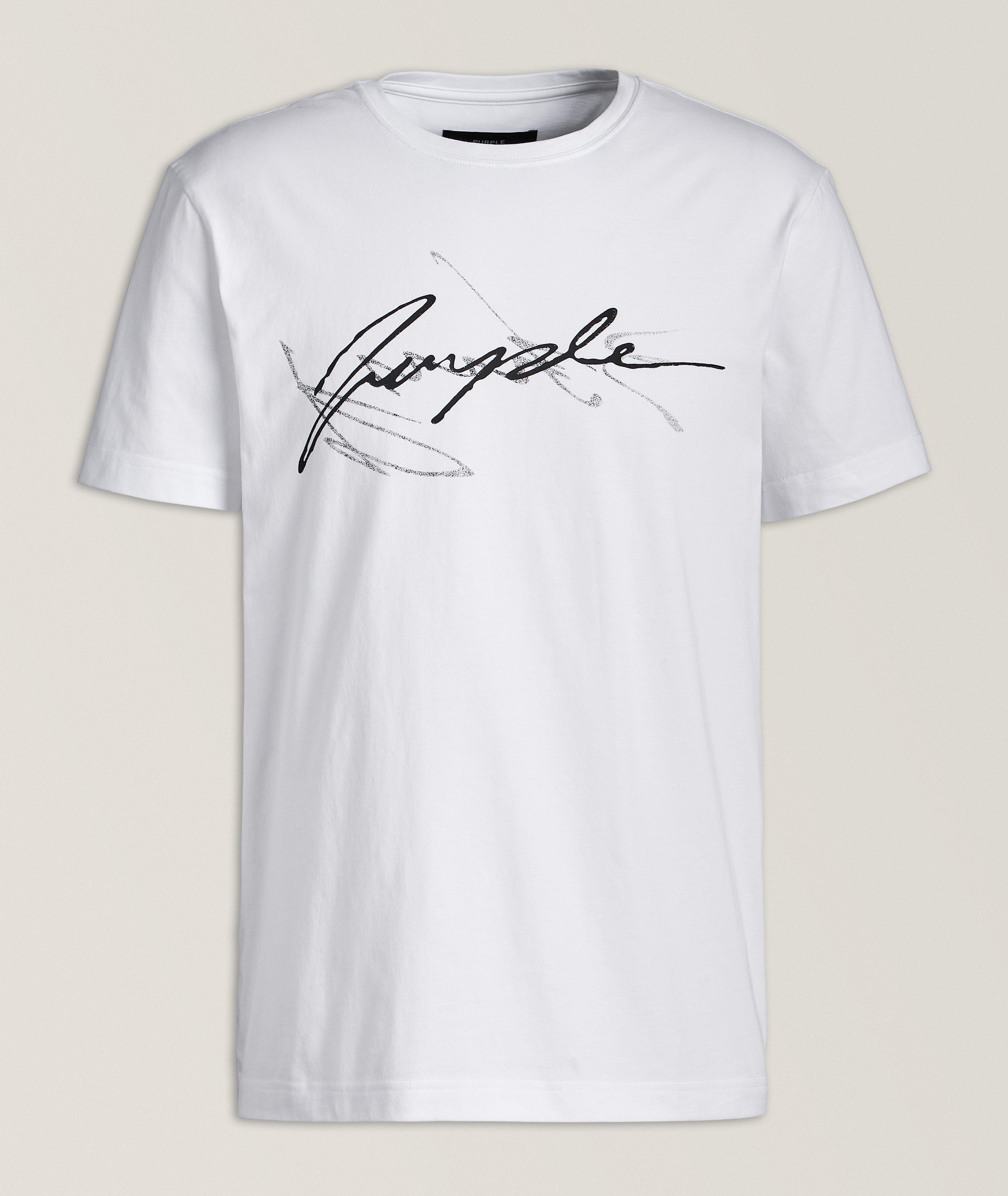 T-shirt en coton avec logo cursif image 0