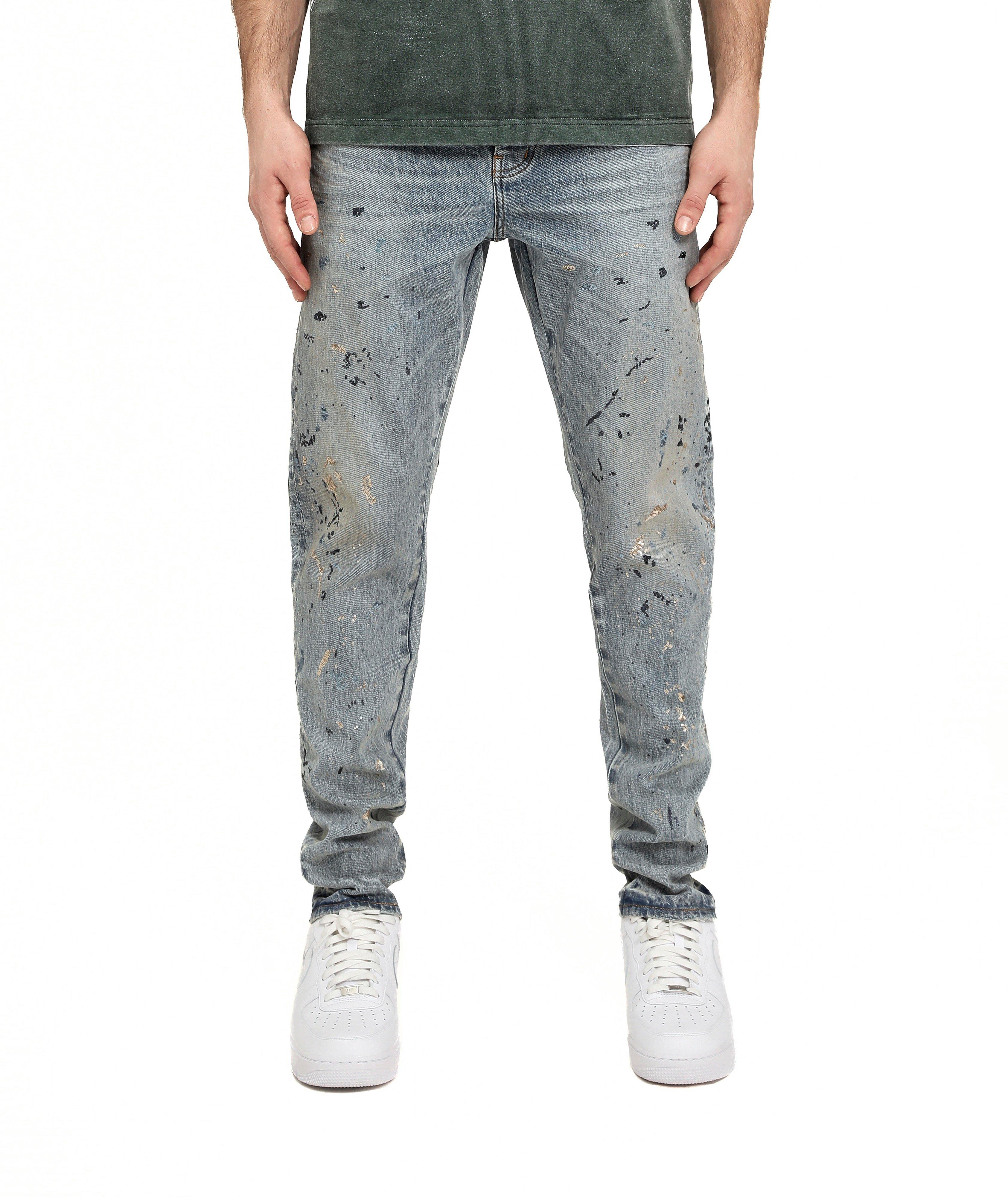 P005 Slim-Fit Sequin Splatter Paint Jeans image 1