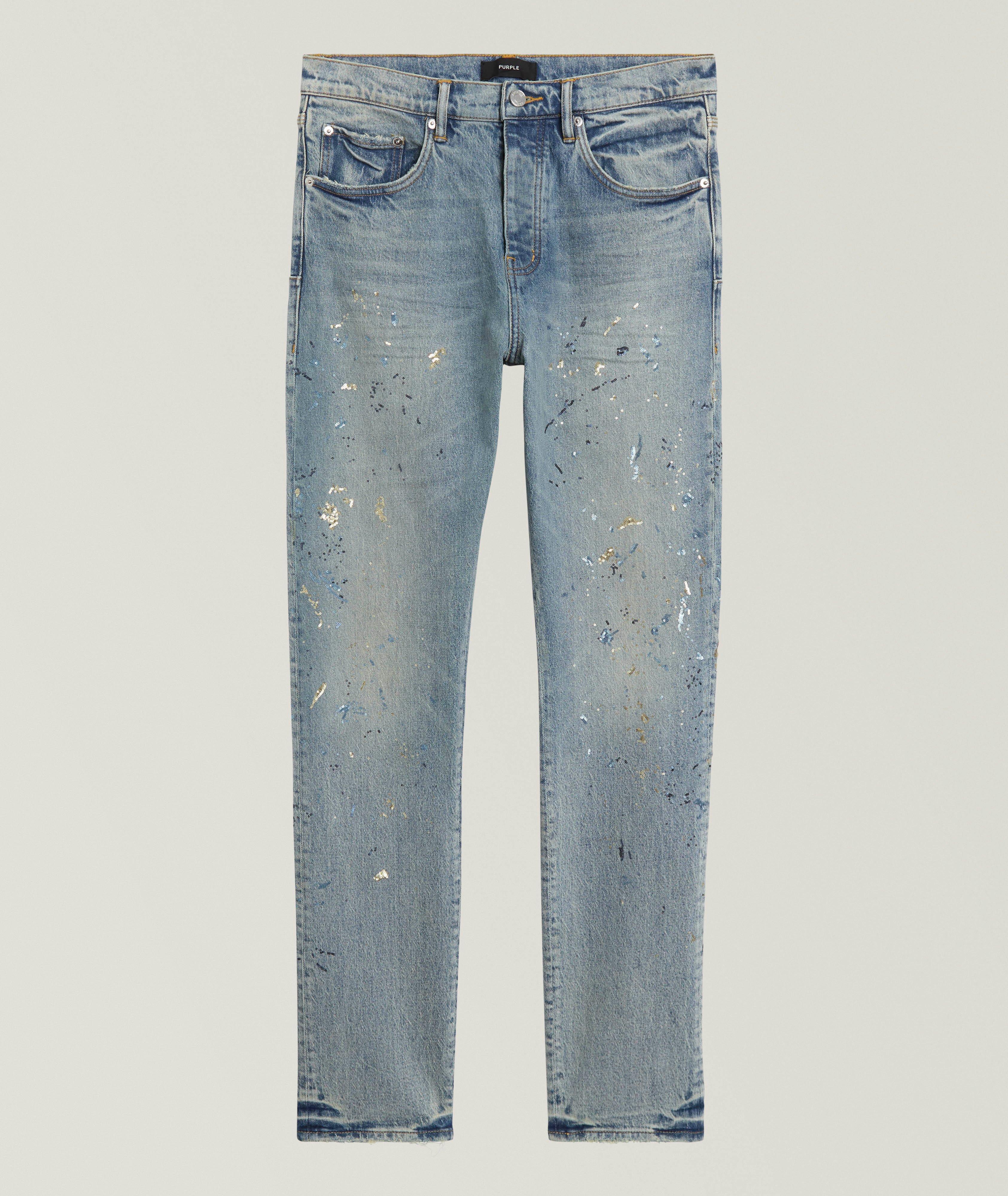 P005 Slim-Fit Sequin Splatter Paint Jeans image 0