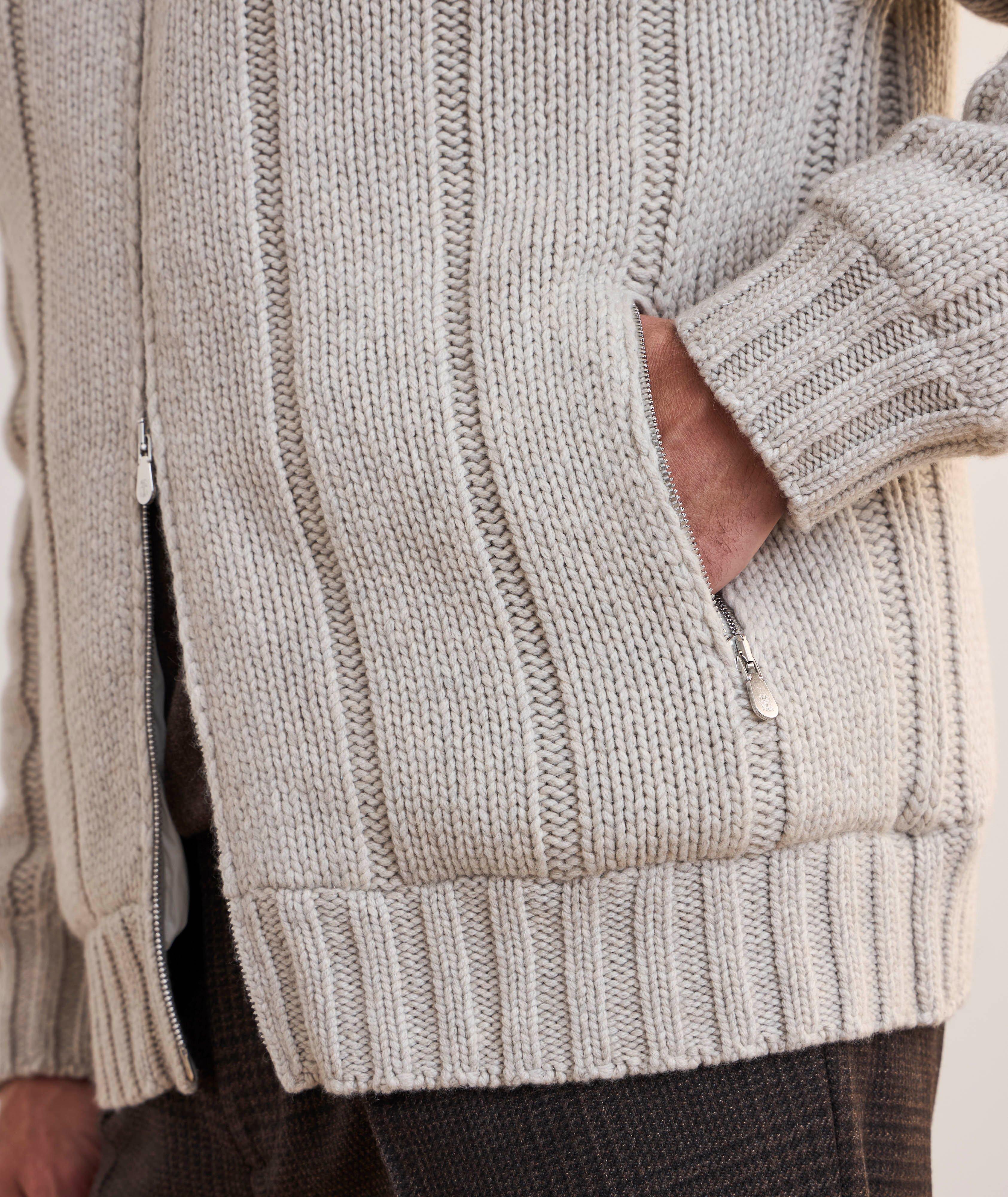 Down-Filled Chunky Cashmere Zip Sweater image 4