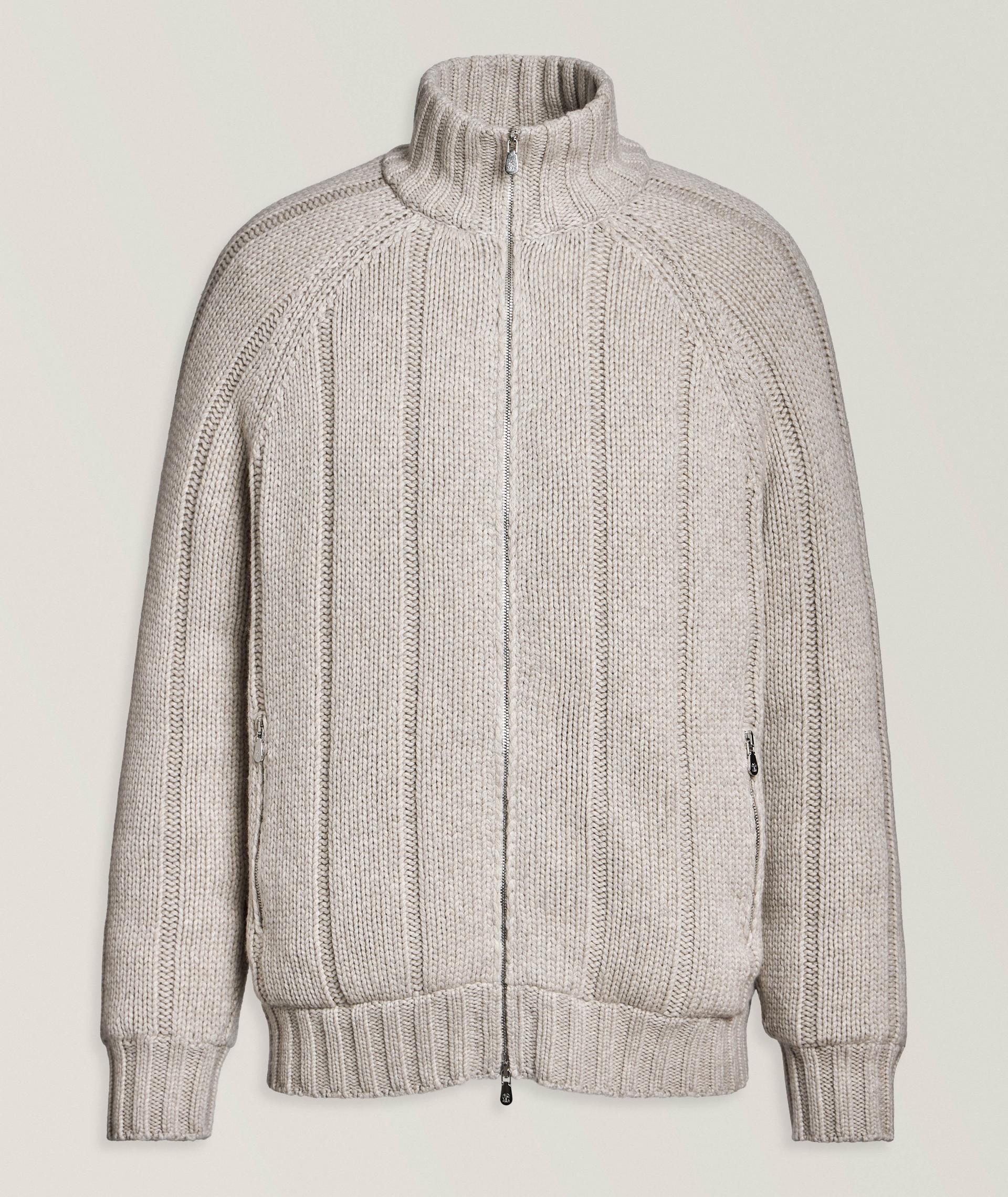 Blouson-pull en cachemire et en duvet à glissière image 0