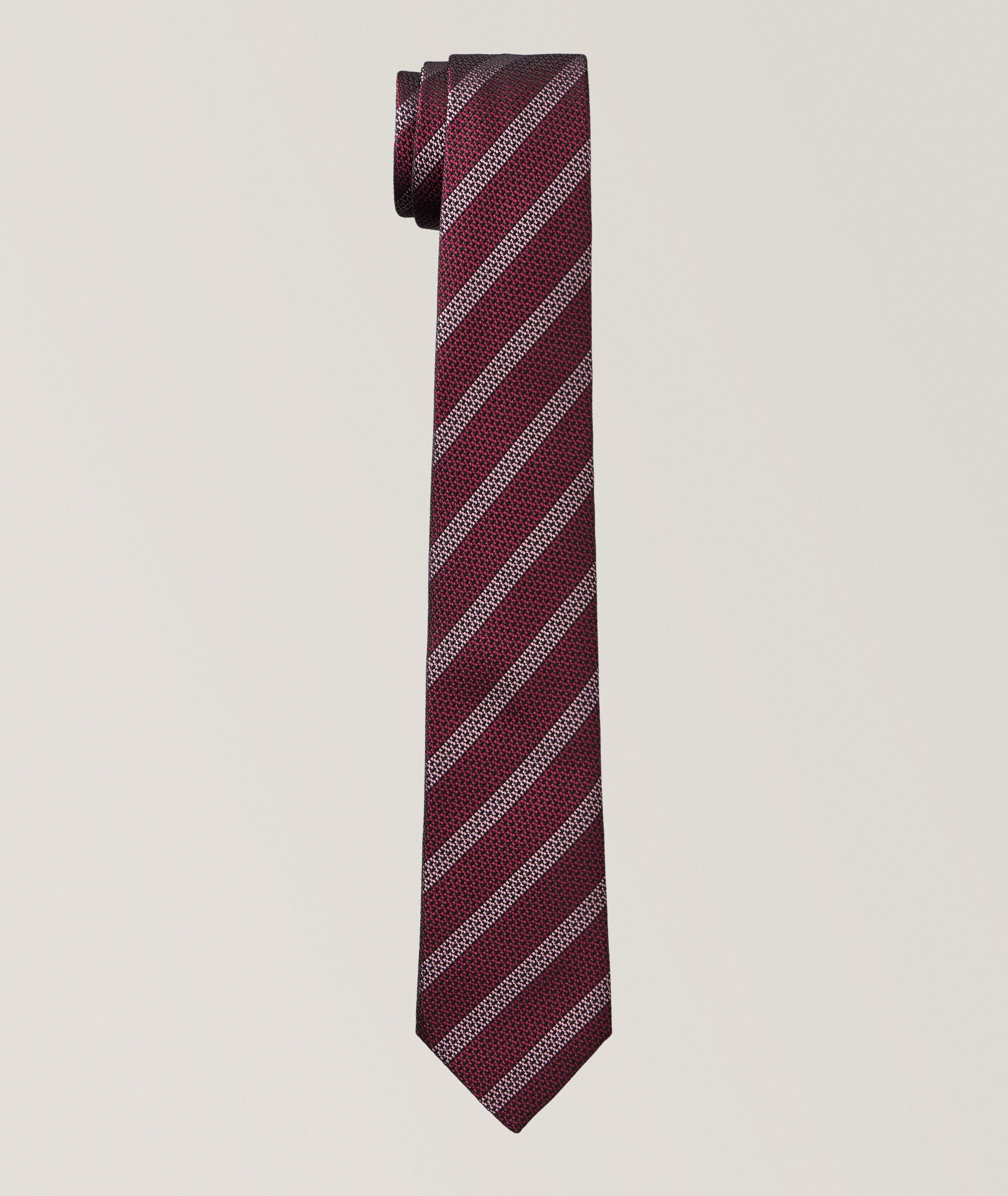 Textured Stripe Silk Tie image 0