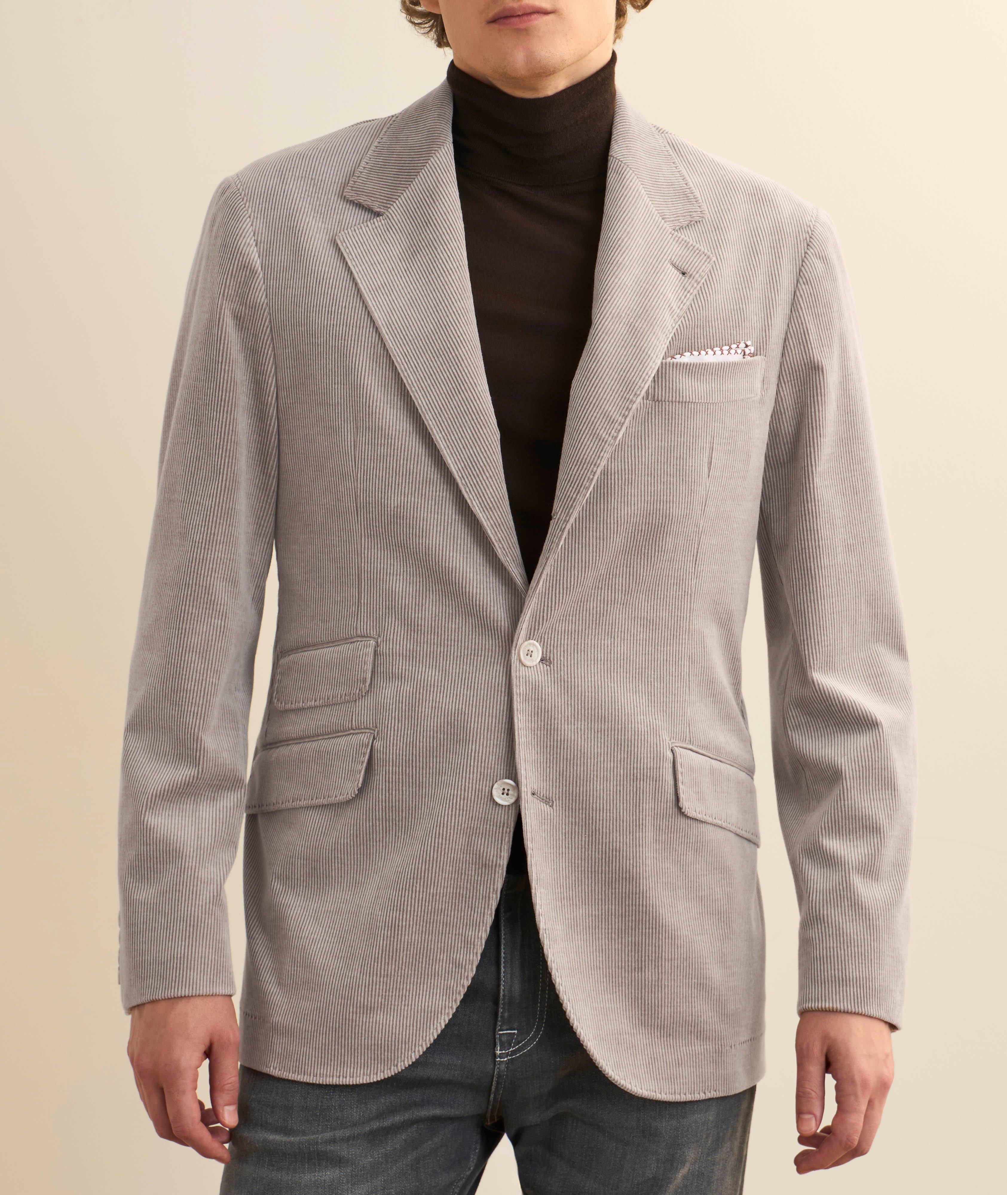 Veste de costume en coton et cachemire côtelé image 1