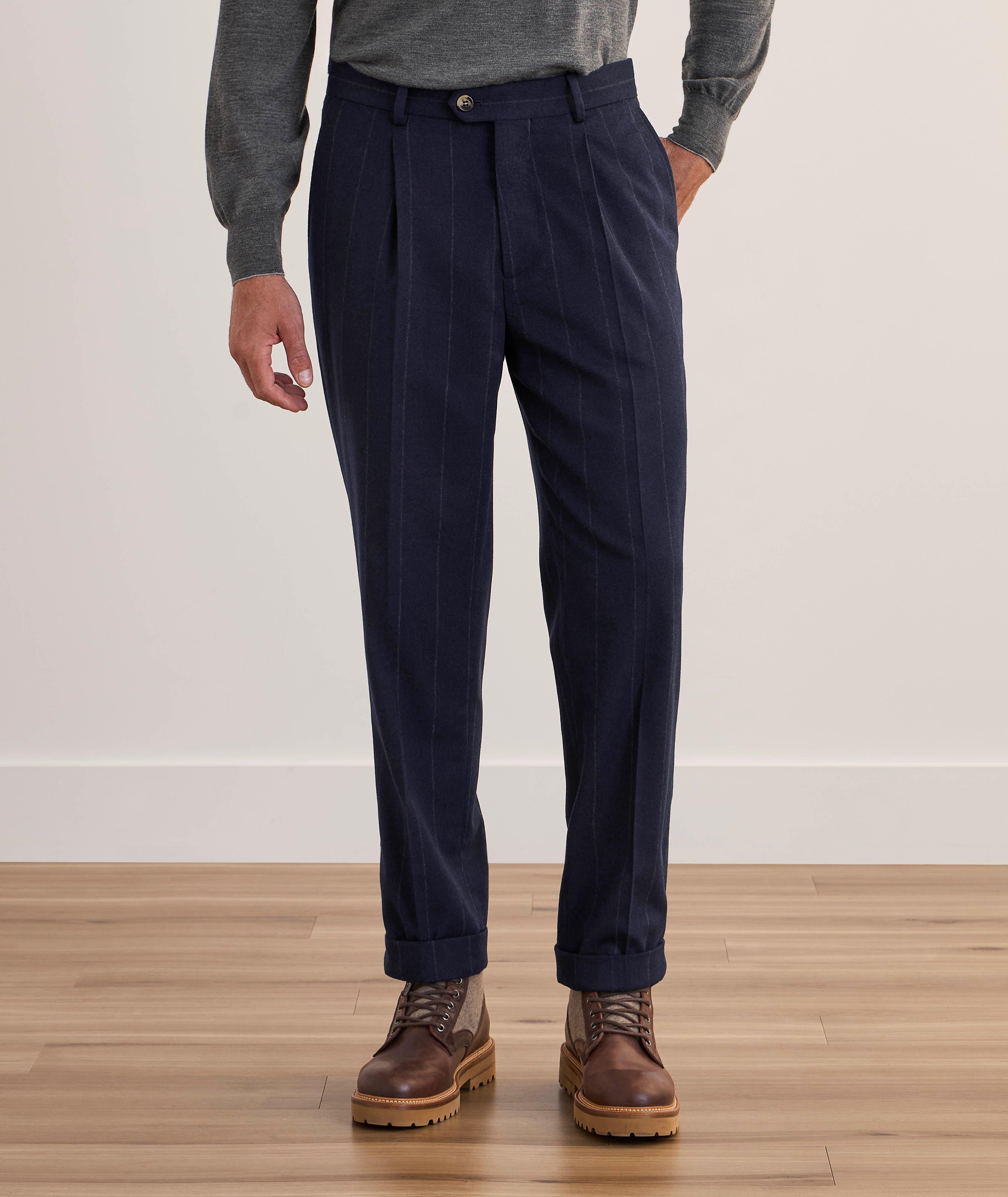 Pinstripe Pleated Suit Pants image 1