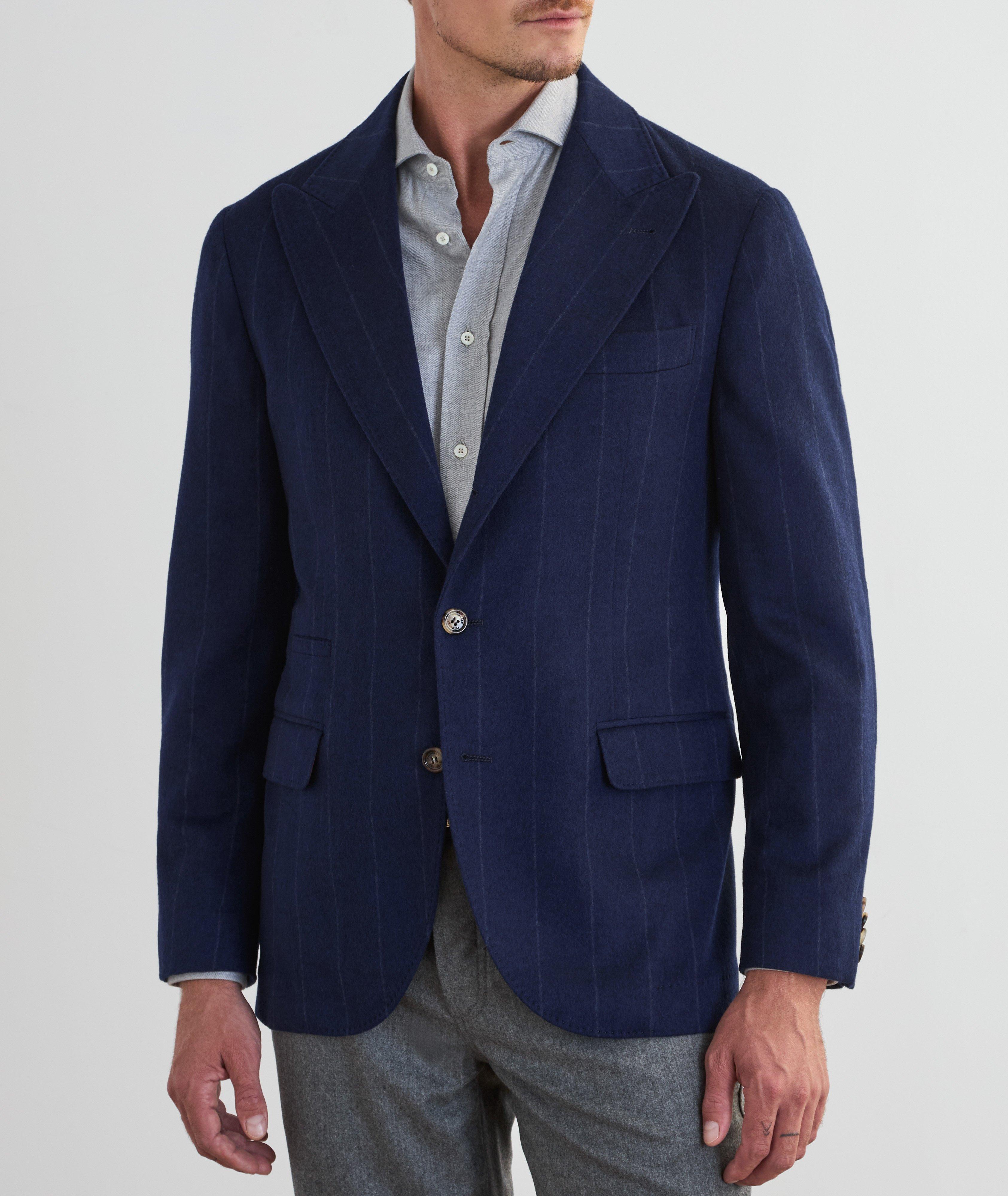 Veste de costume en laine mélangée à fines rayures image 1