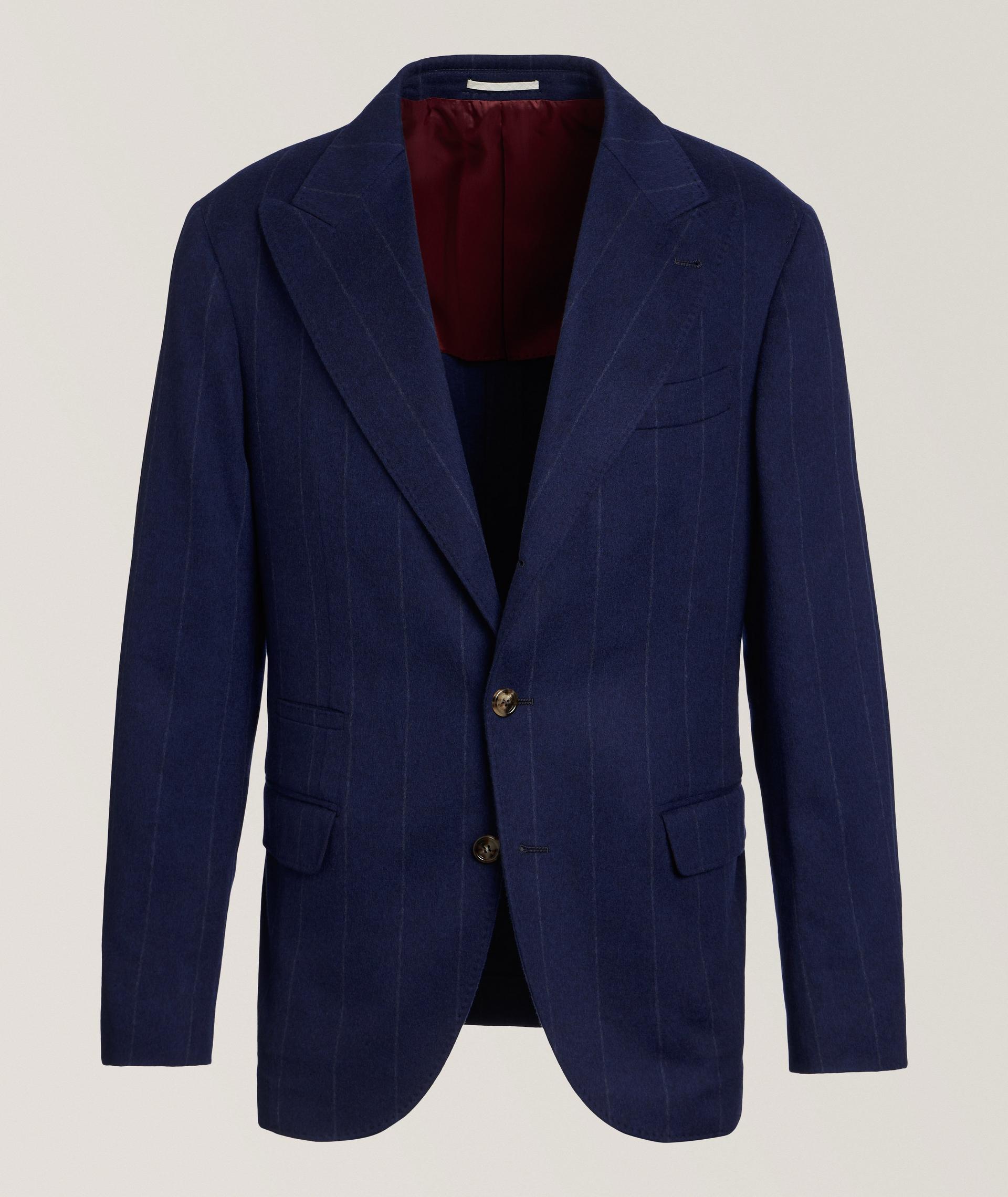 Veste de costume en laine mélangée à fines rayures image 0