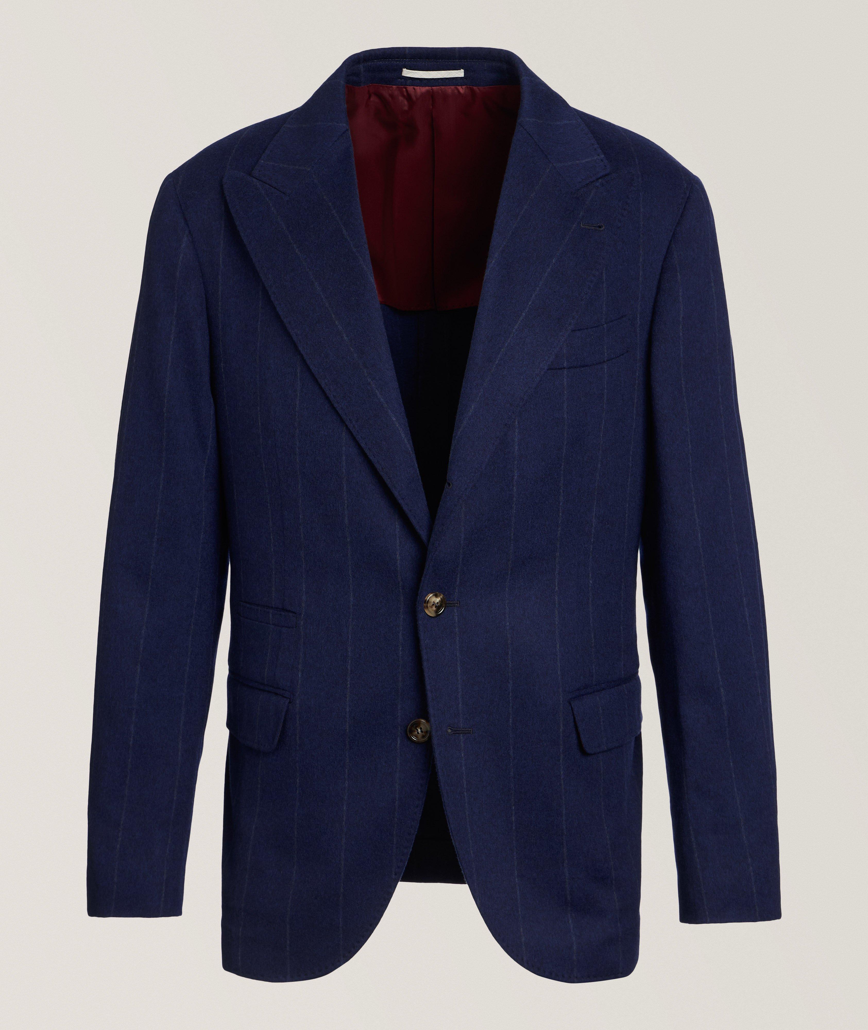 Veste de costume en laine mélangée à fines rayures image 0