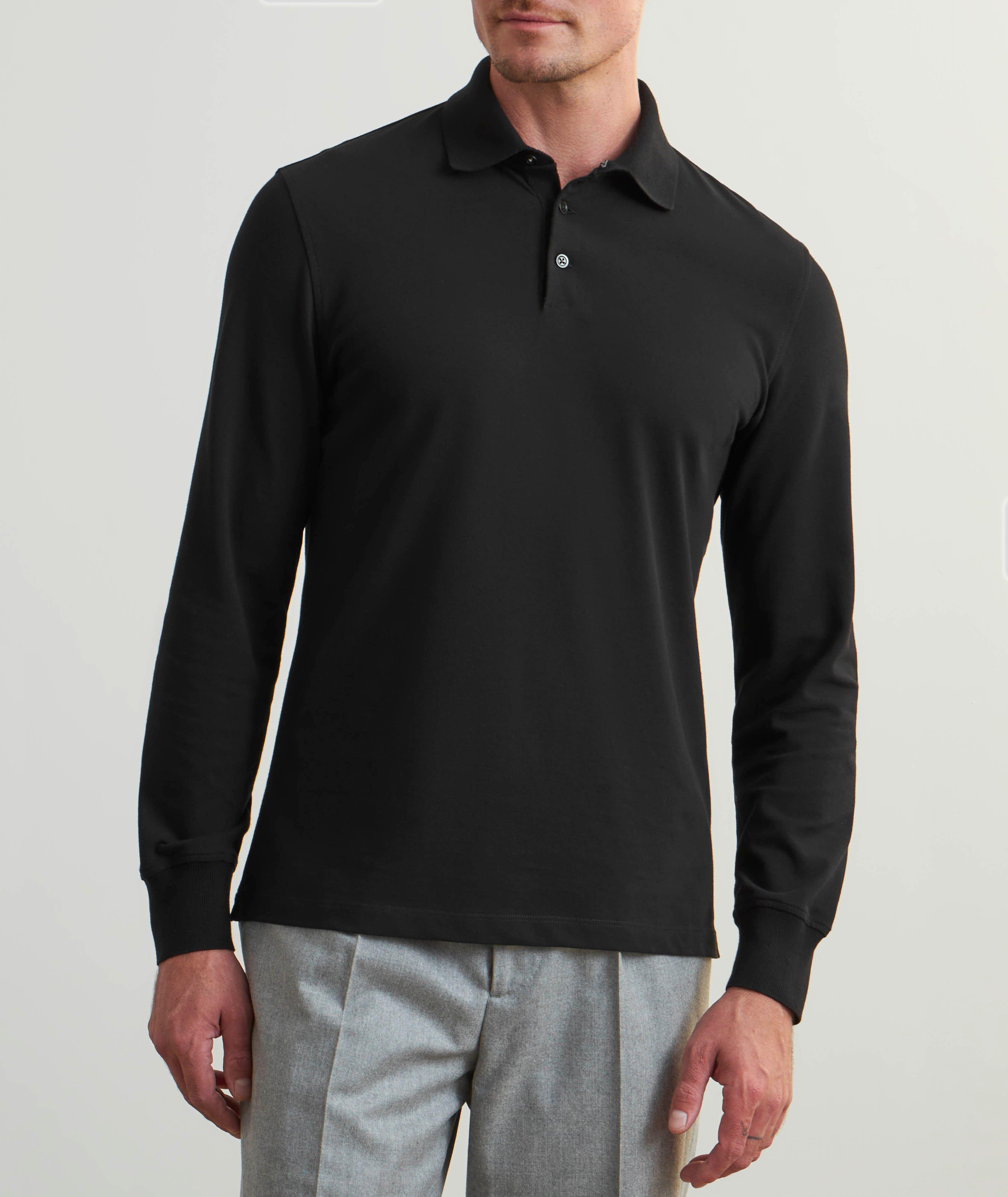 Cotton Piqué Long-Sleeve Polo image 1