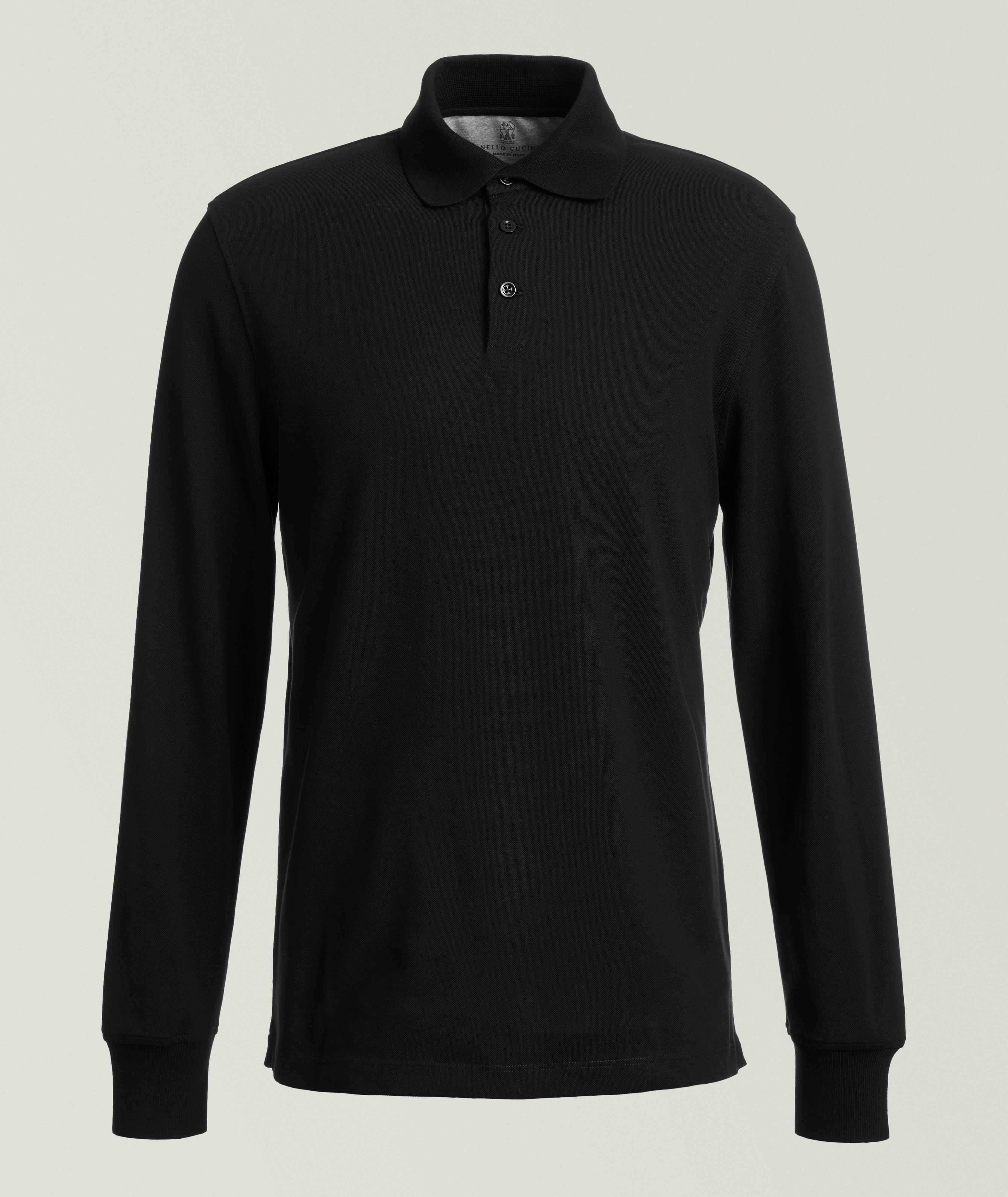 Cotton Piqué Long-Sleeve Polo image 0