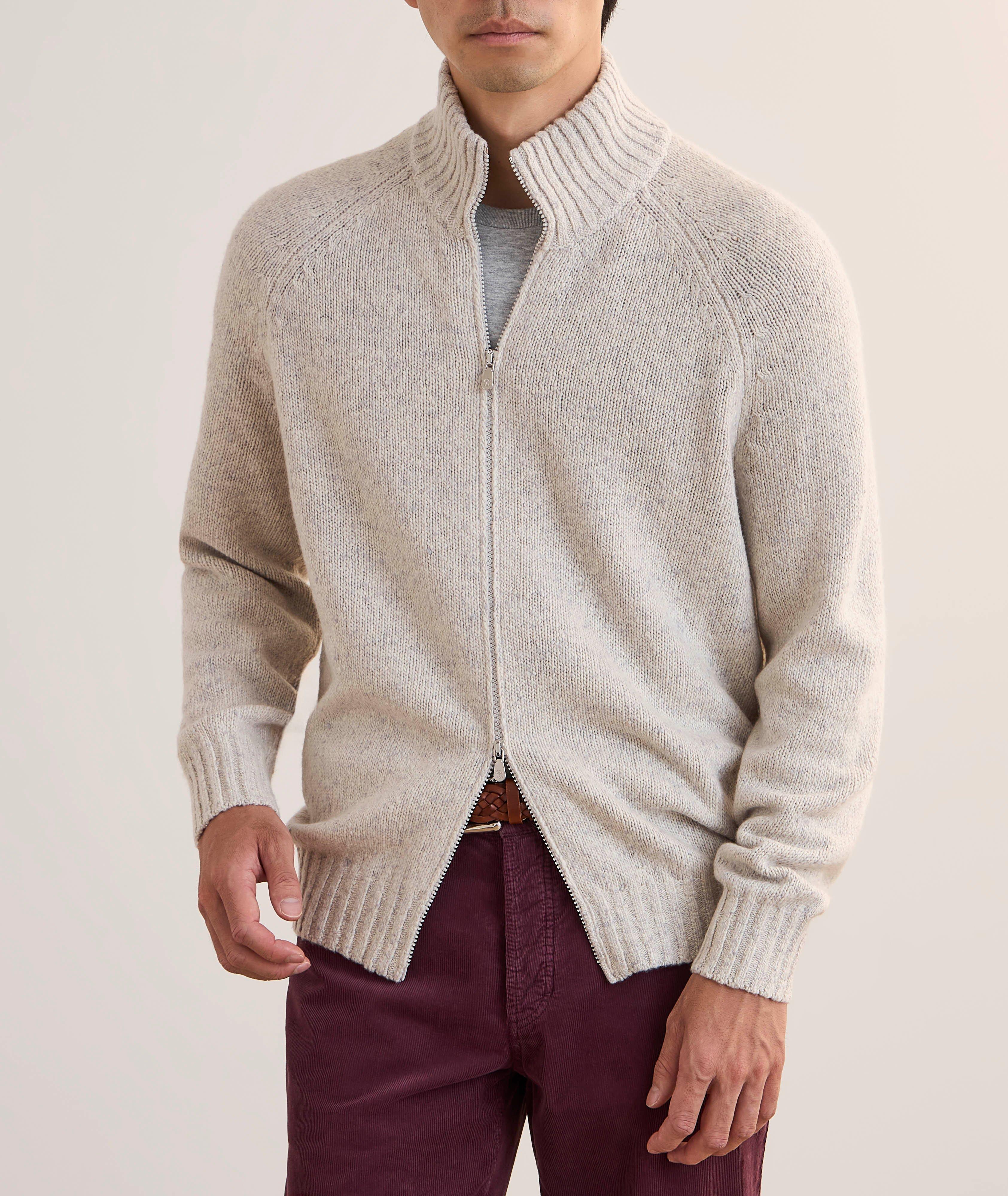 Cardigan en cachemire chiné à glissière image 1