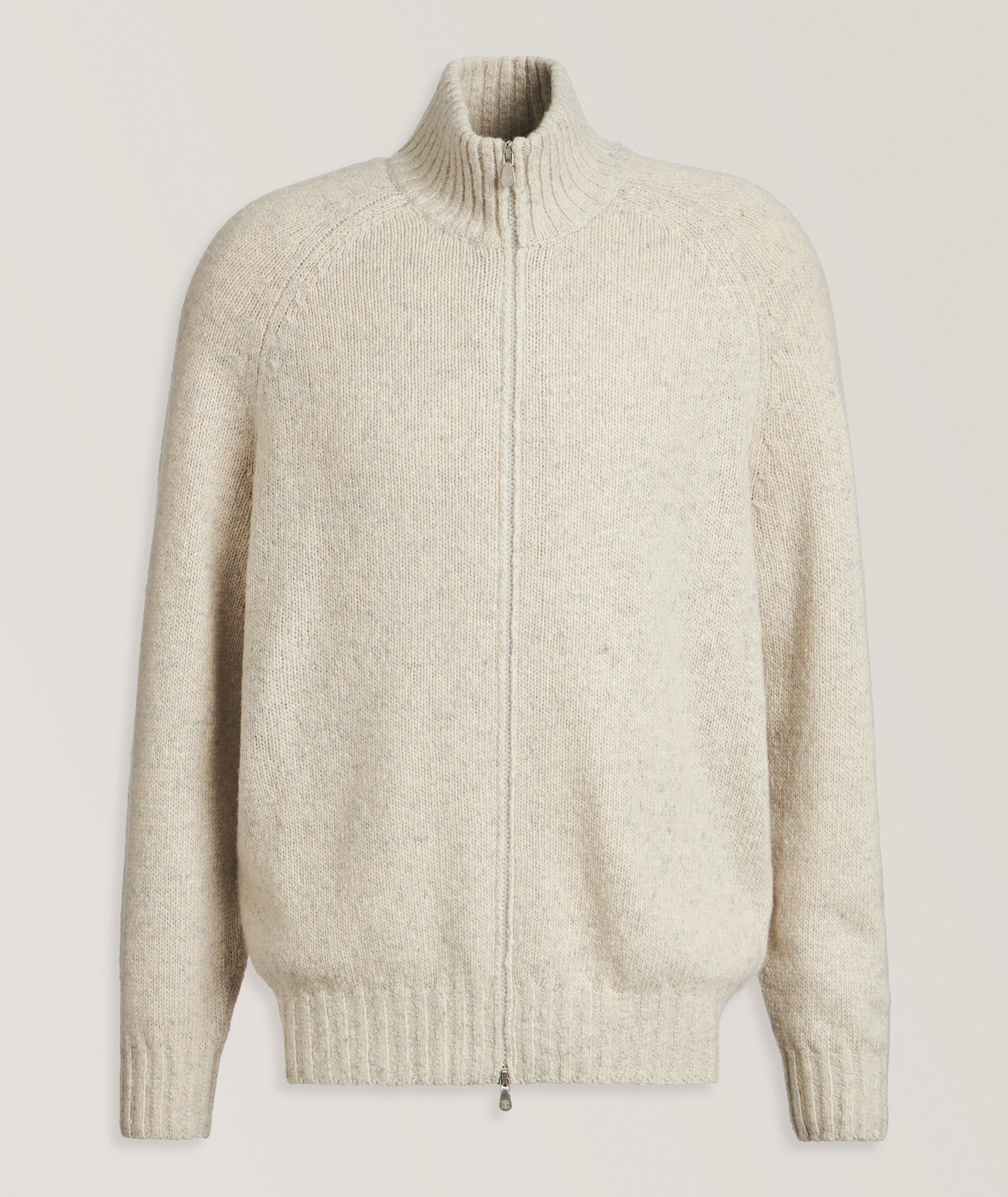 Cardigan en cachemire chiné à glissière image 0