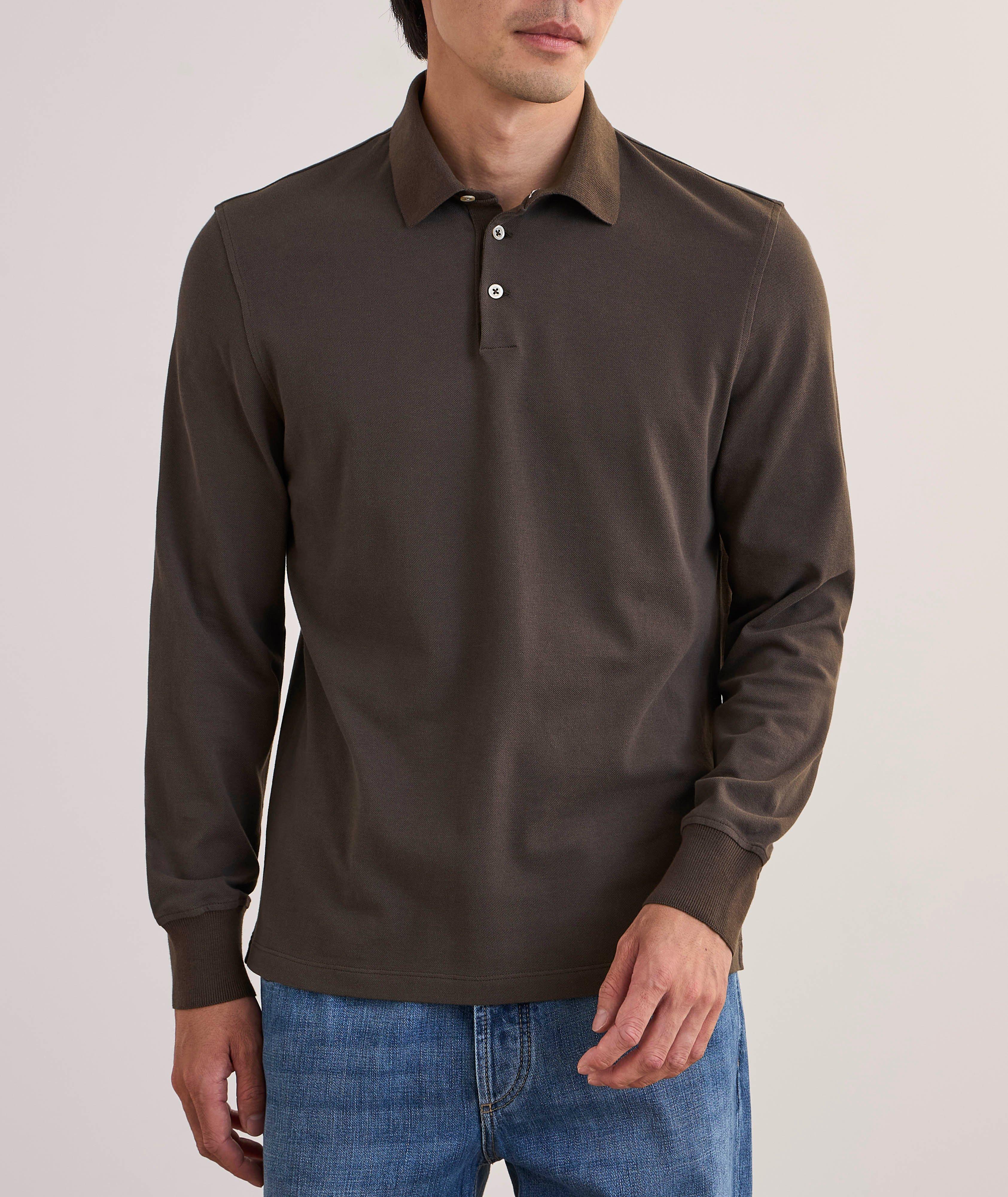 Polo en piqué de coton à manches longues image 1