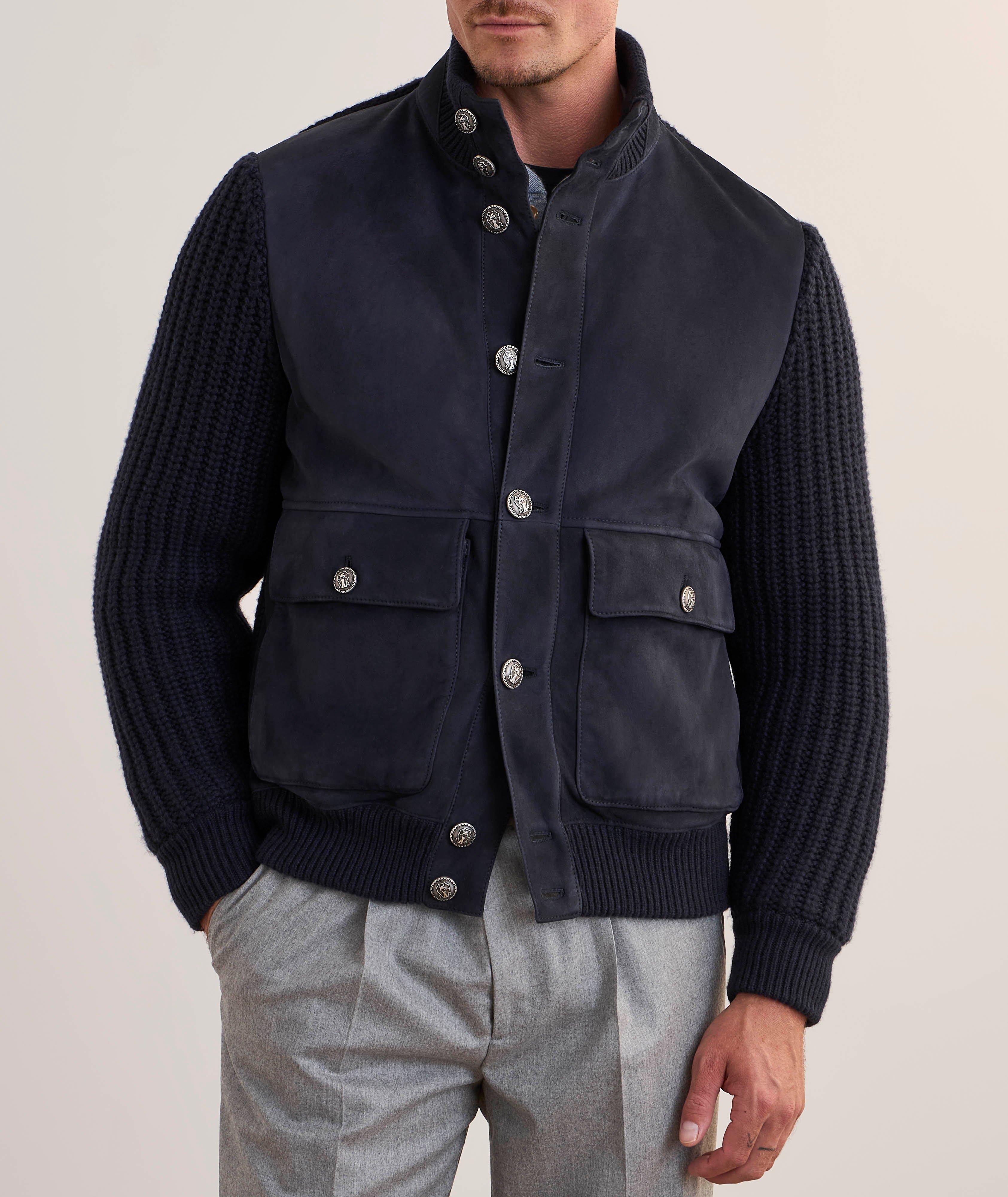 Leather & Cashmere Knit Hybrid Jacket image 1