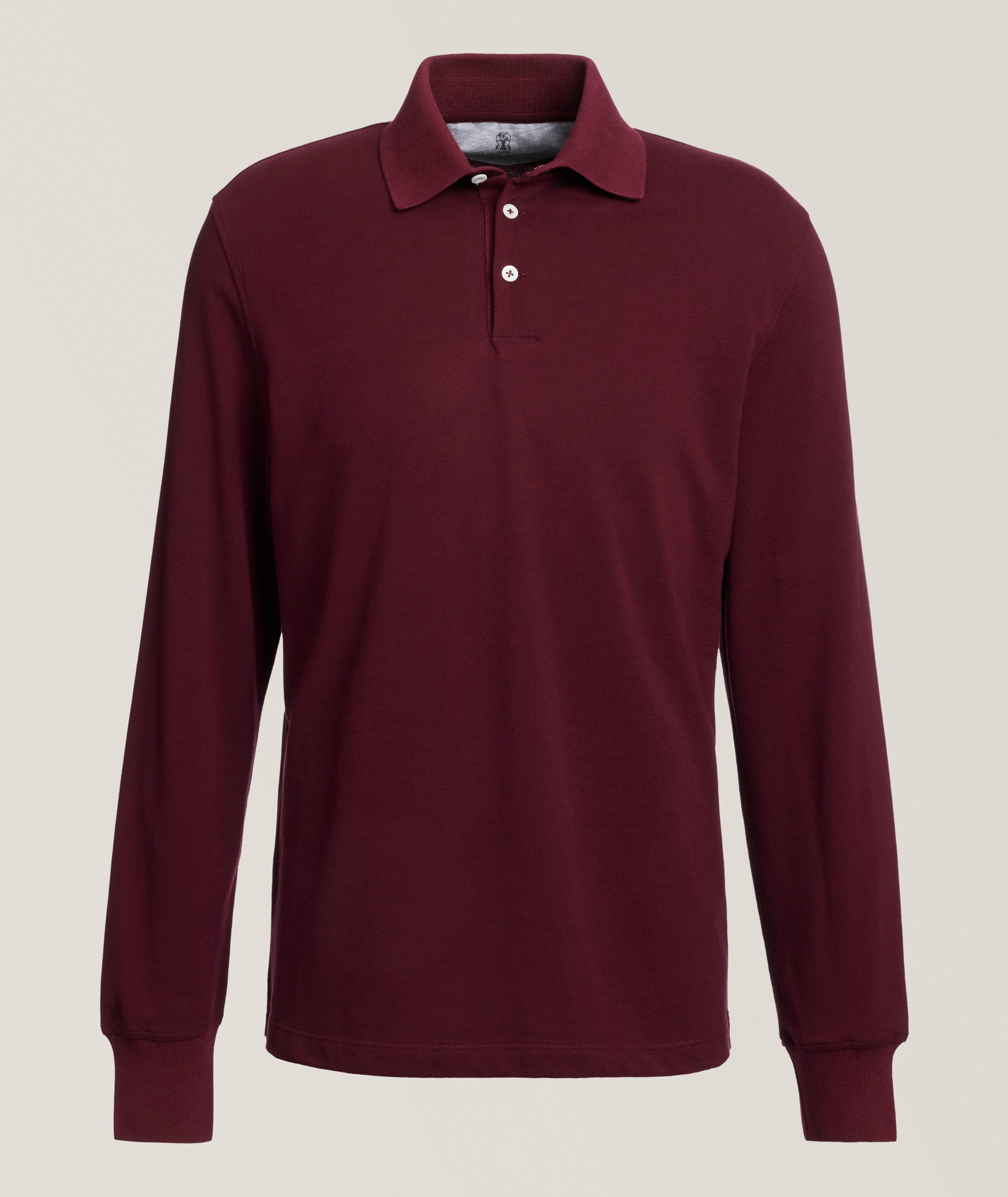 Cotton Piqué Long-Sleeve Polo image 0