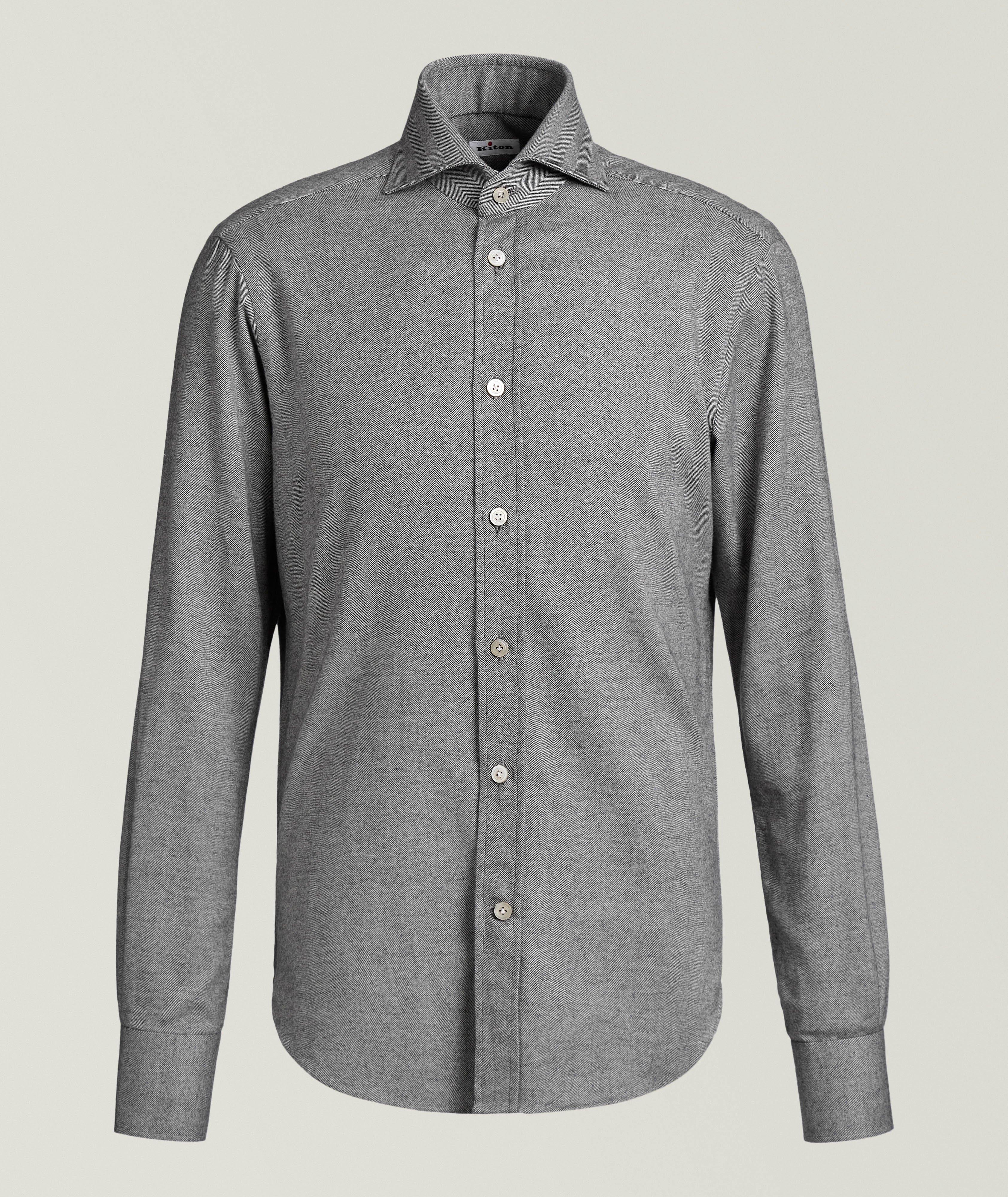 Chemise en coton brossé à chevrons image 0