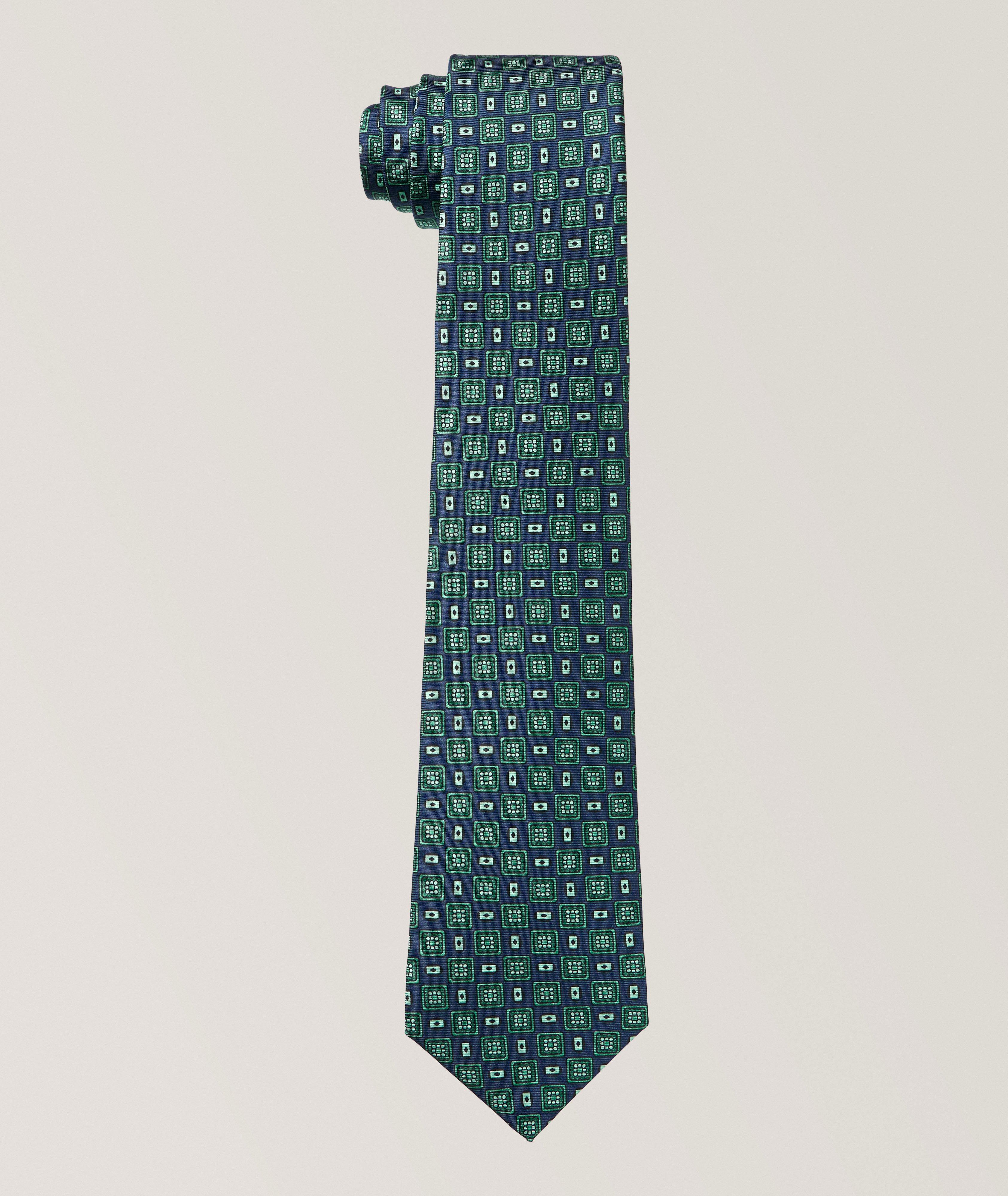 Geometric-Print Silk Tie  image 0