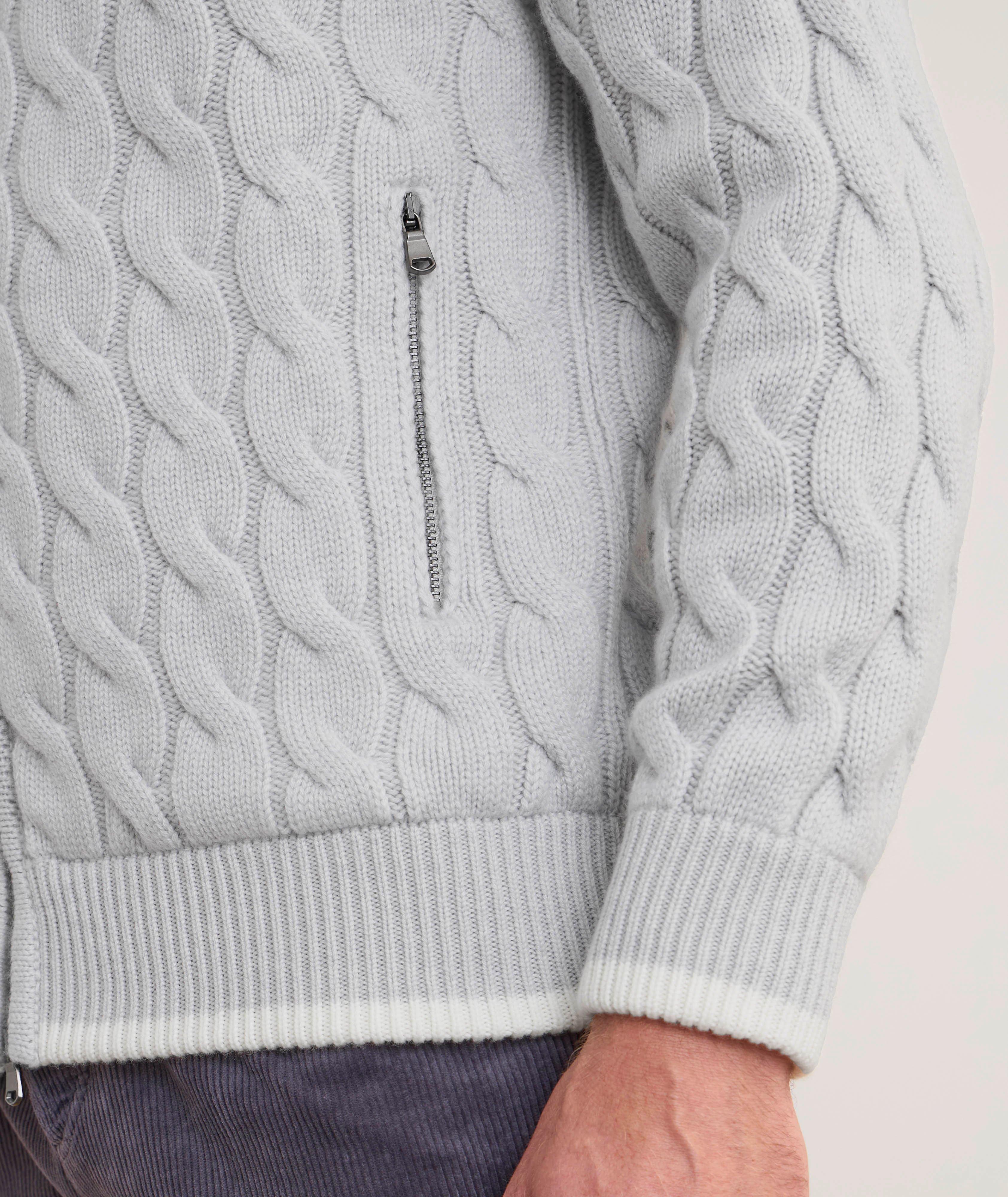 Cardigan en tricot torsadé de cachemire à glissière image 4