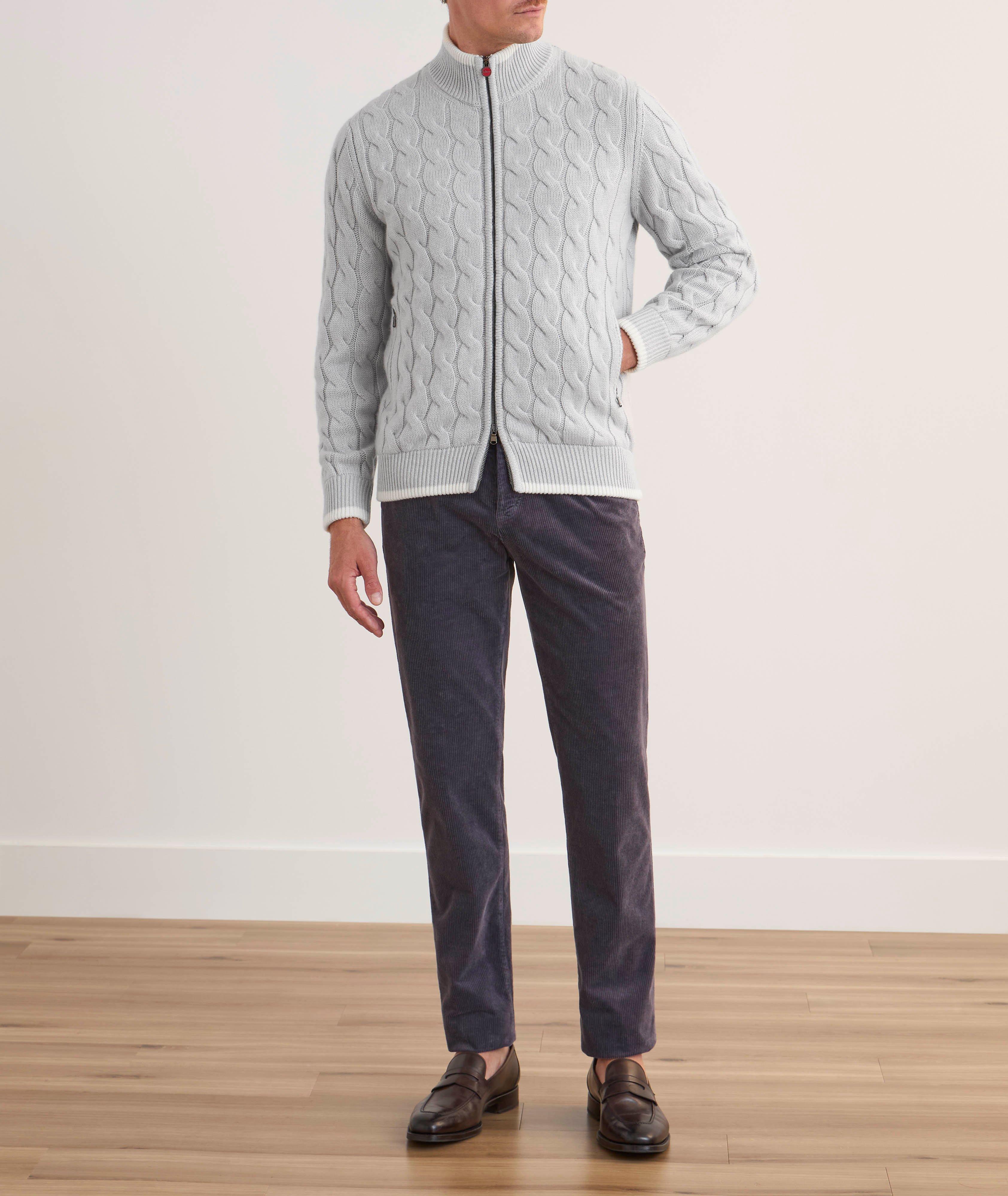 Cardigan en tricot torsadé de cachemire à glissière image 5