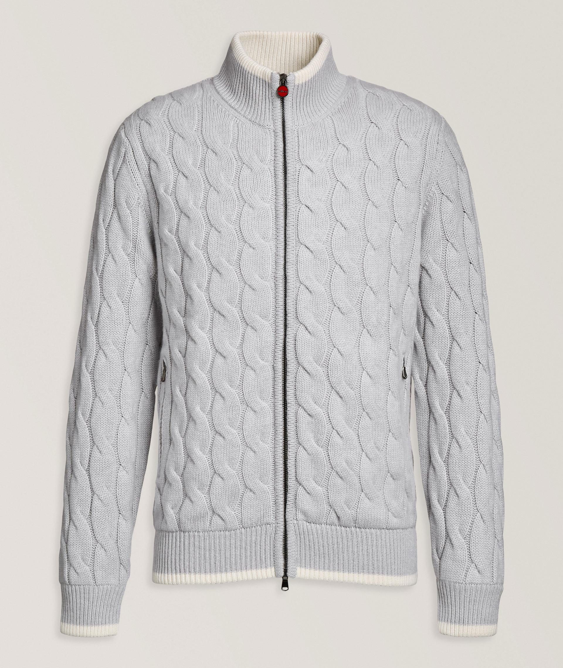 Cable Knit Cashmere Zipper Cardigan  image 0