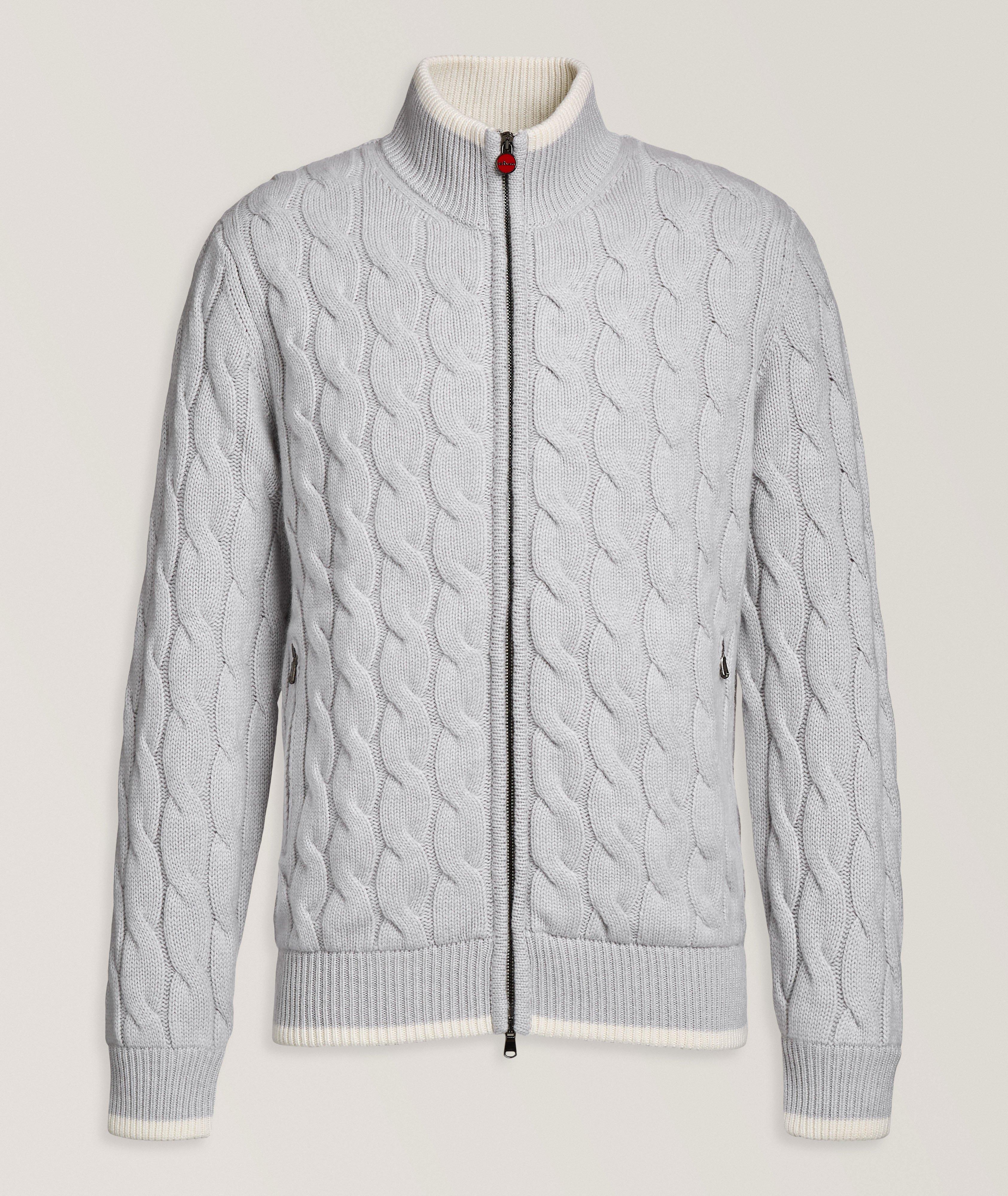 Cardigan en tricot torsadé de cachemire à glissière image 0
