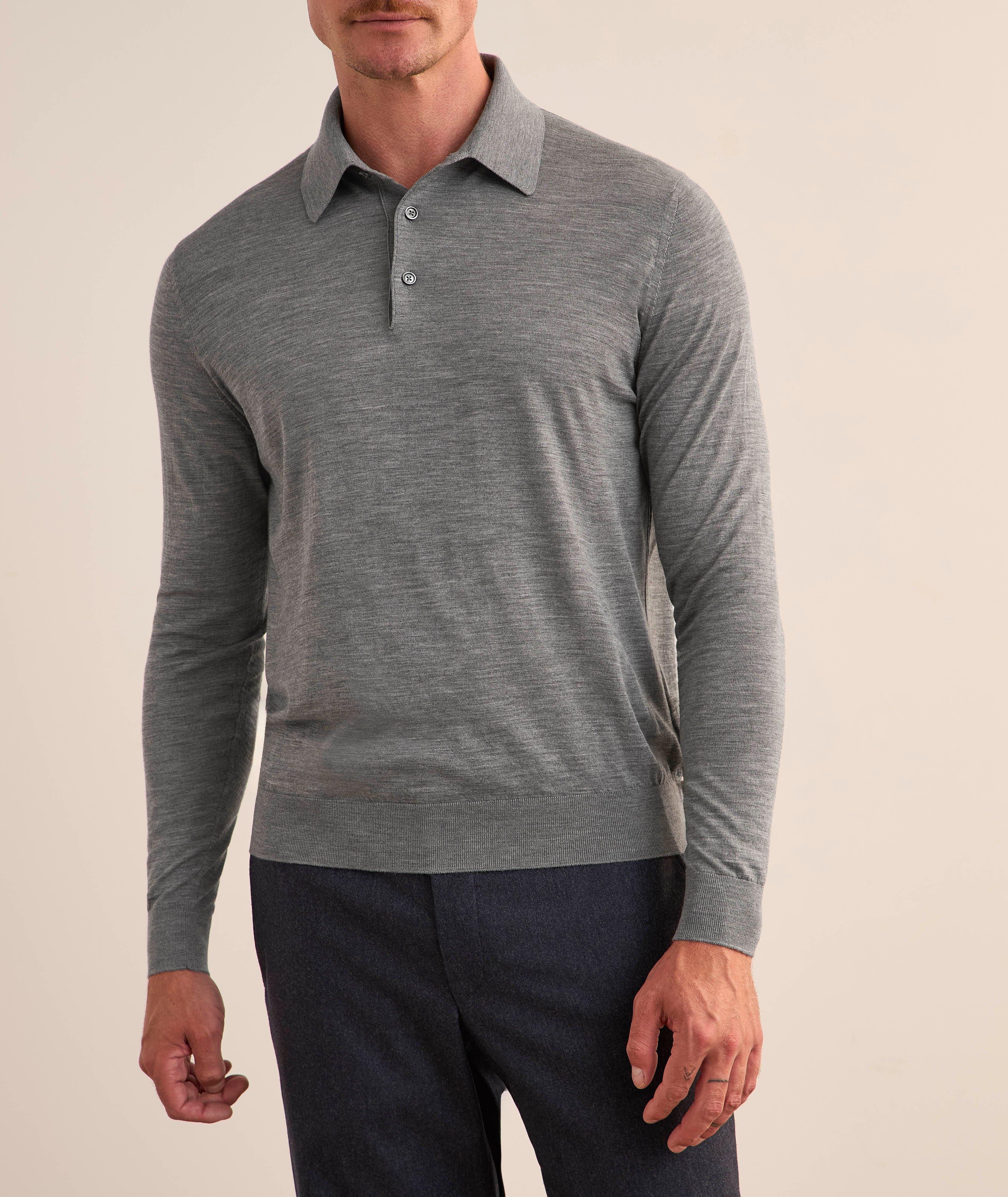 Marled Wool Knit Polo image 1