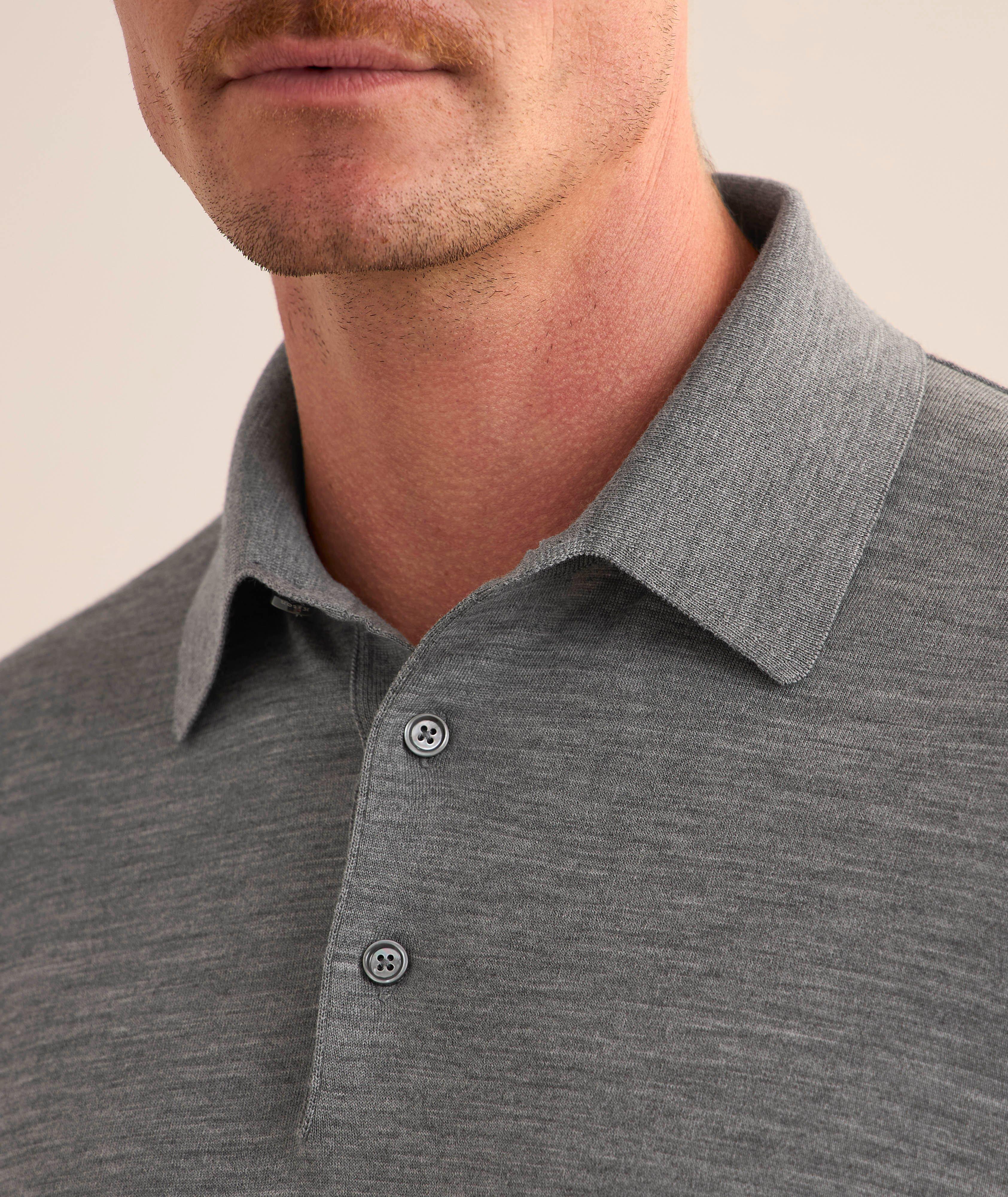 Marled Wool Knit Polo image 3