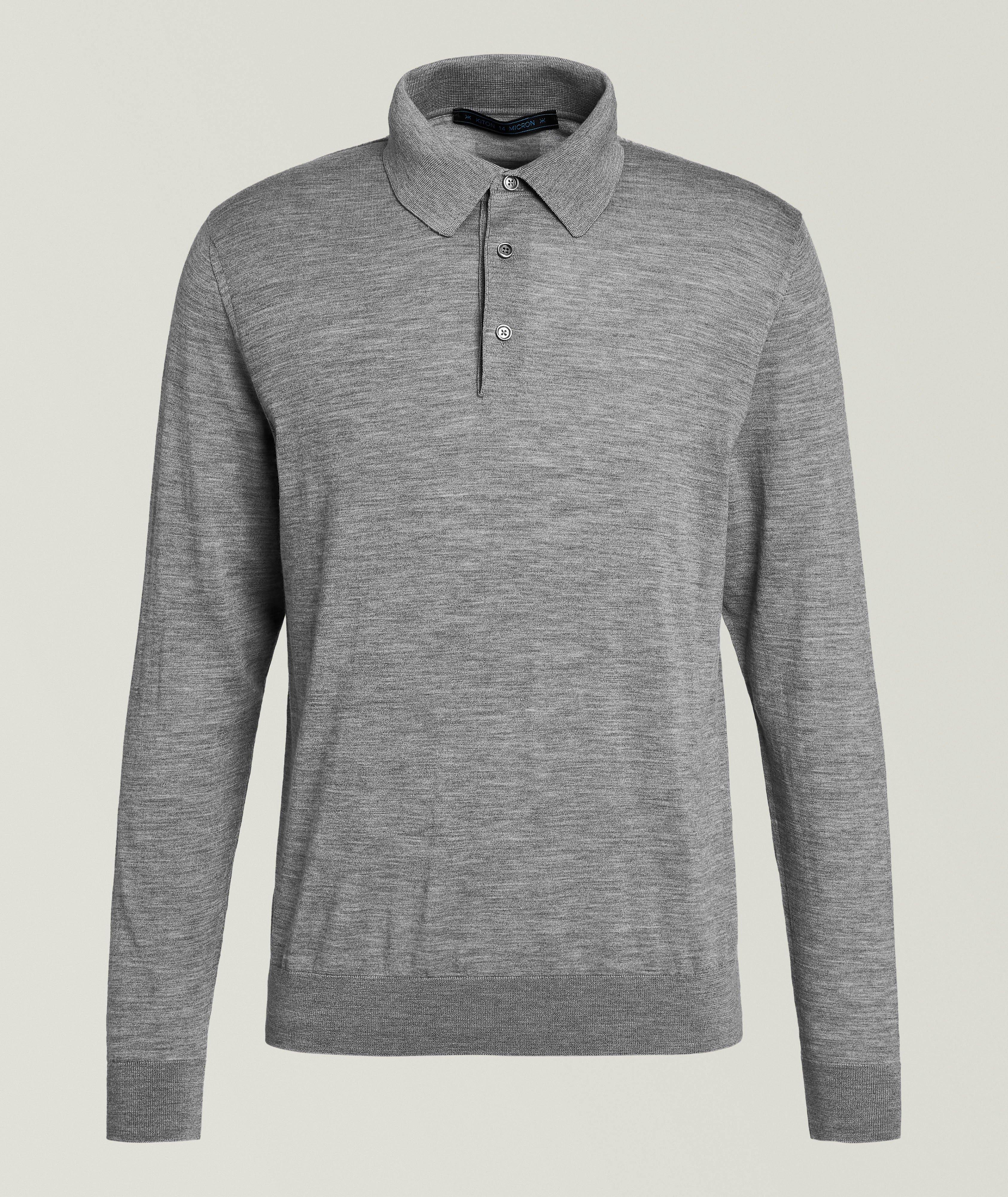 Marled Wool Knit Polo image 0