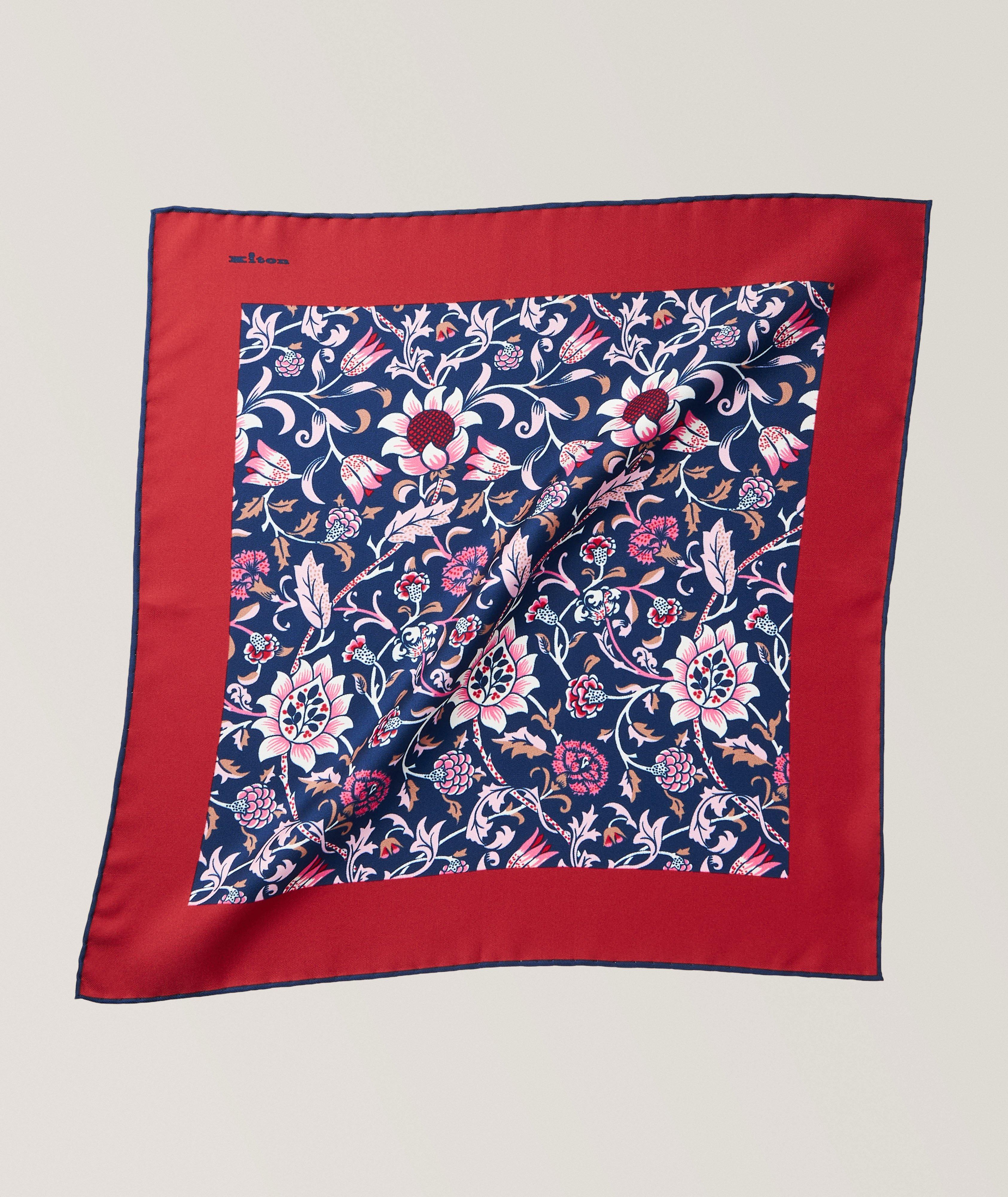 Floral Border Silk Pocket Square image 0