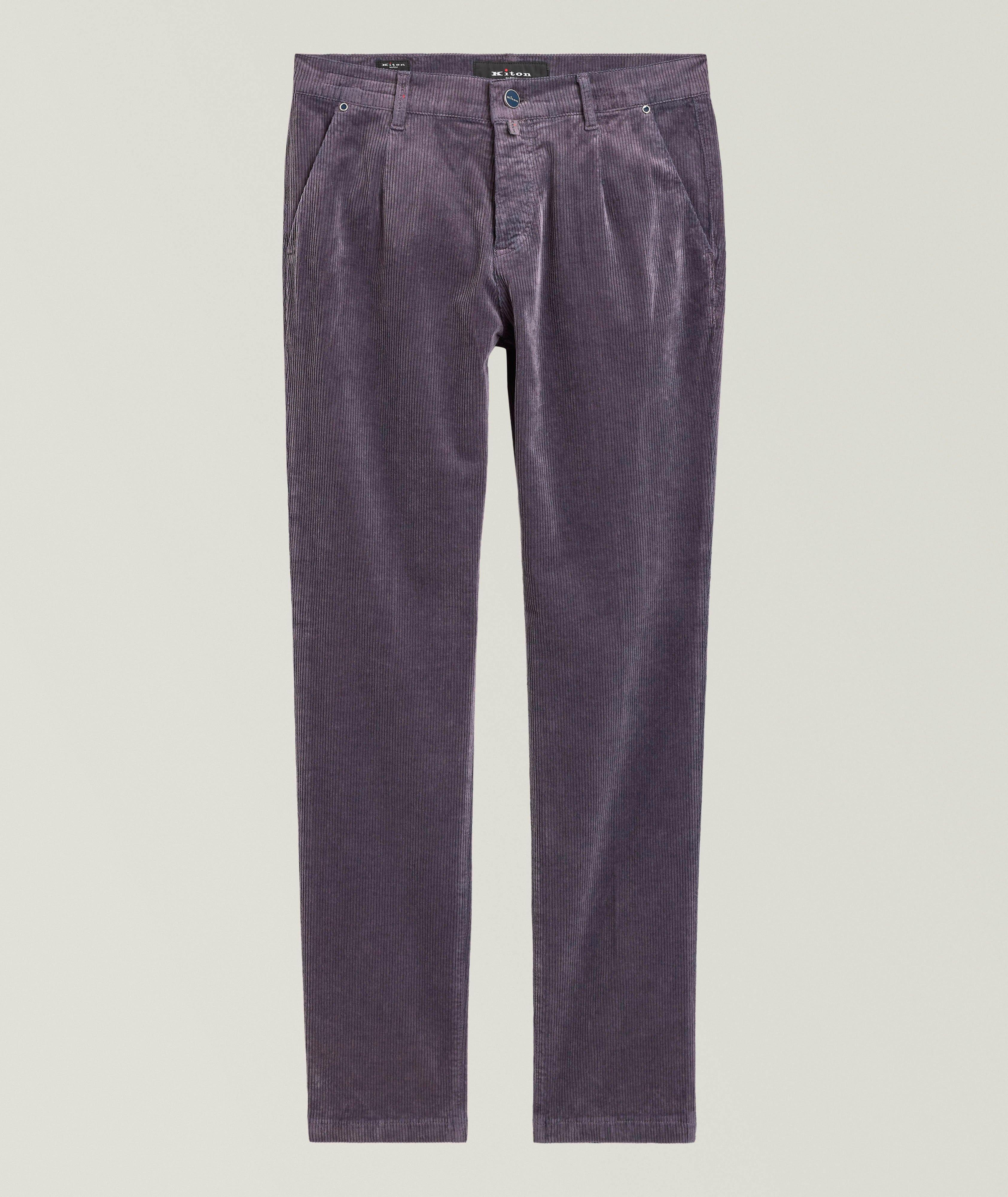 Kiton Pantalon en velours côtelé à pinces