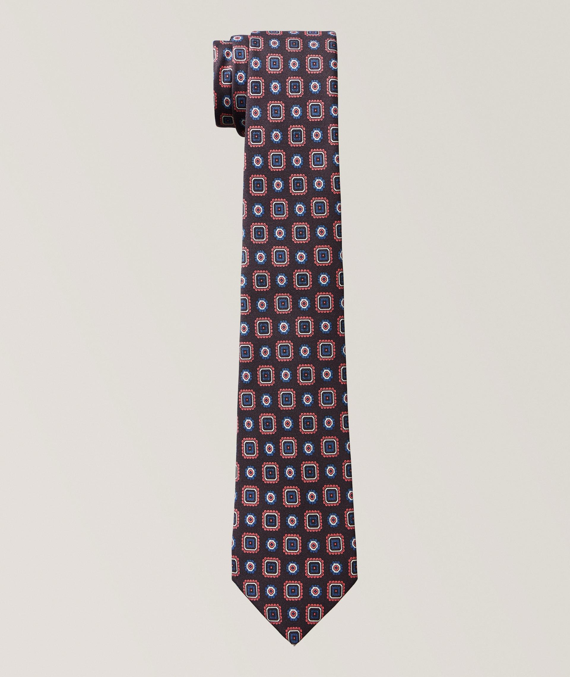 Geometric-Print Silk Tie  image 0