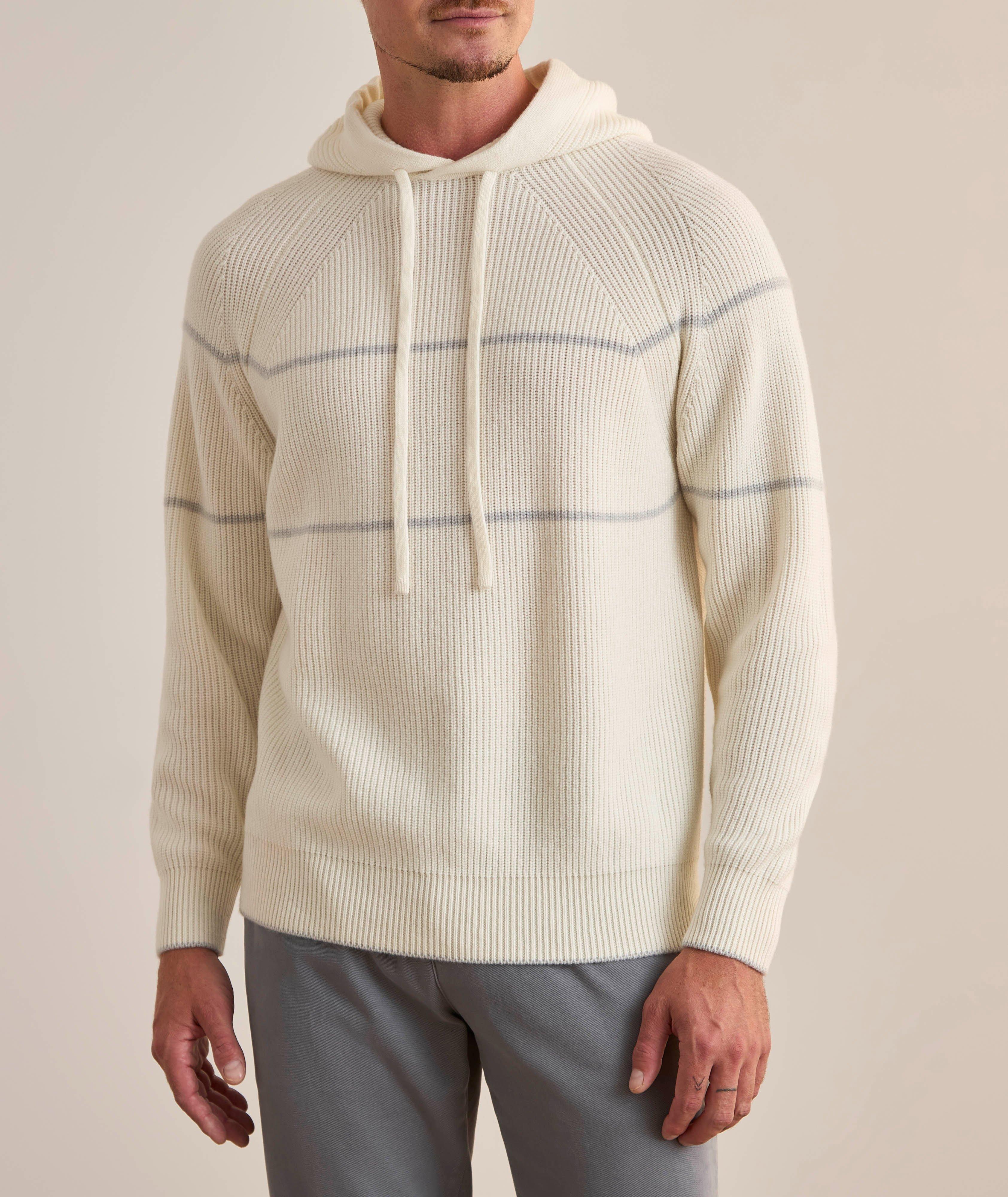 Fine Striped Cashmere Hooded Sweater image 1