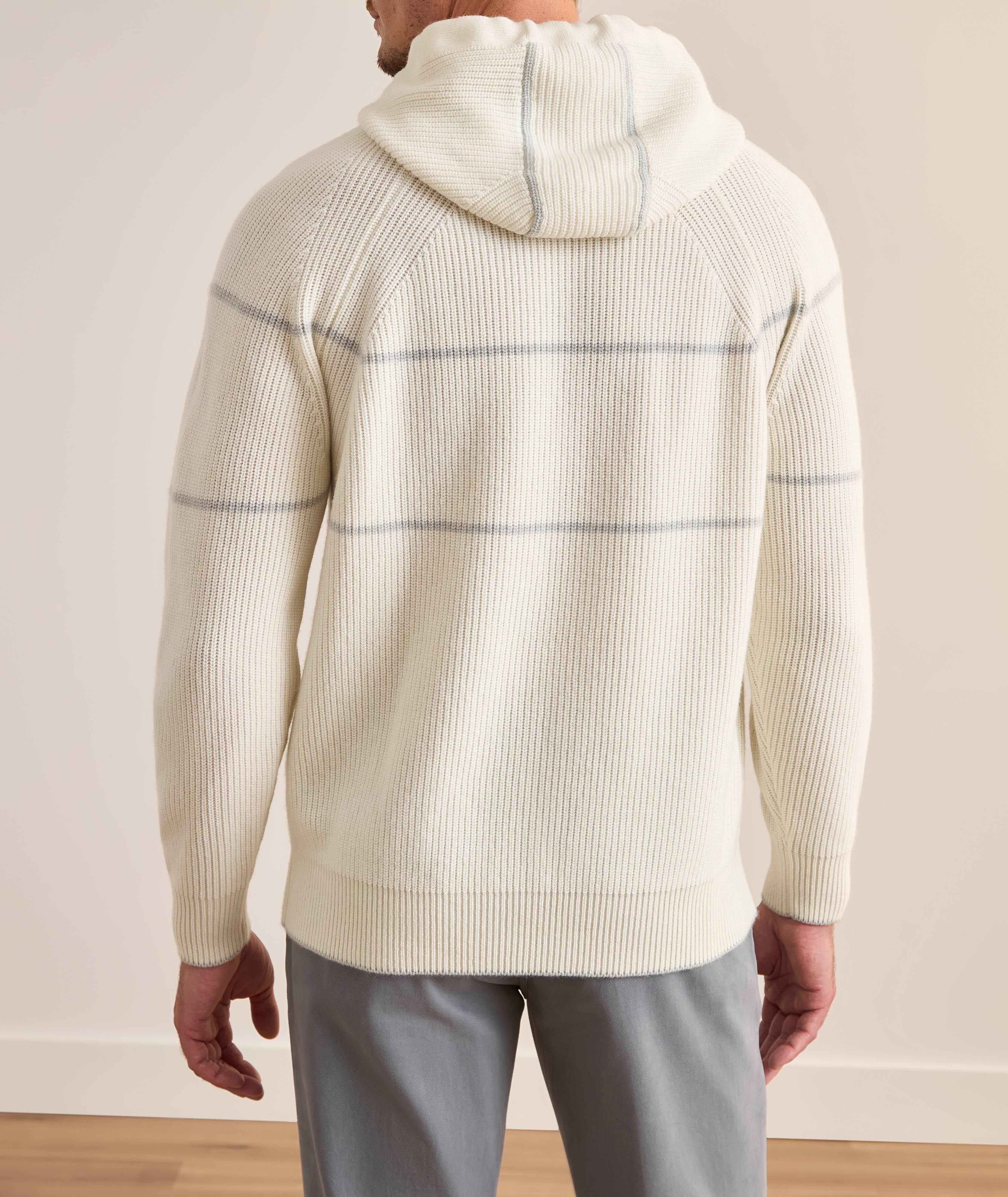 Fine Striped Cashmere Hooded Sweater image 2