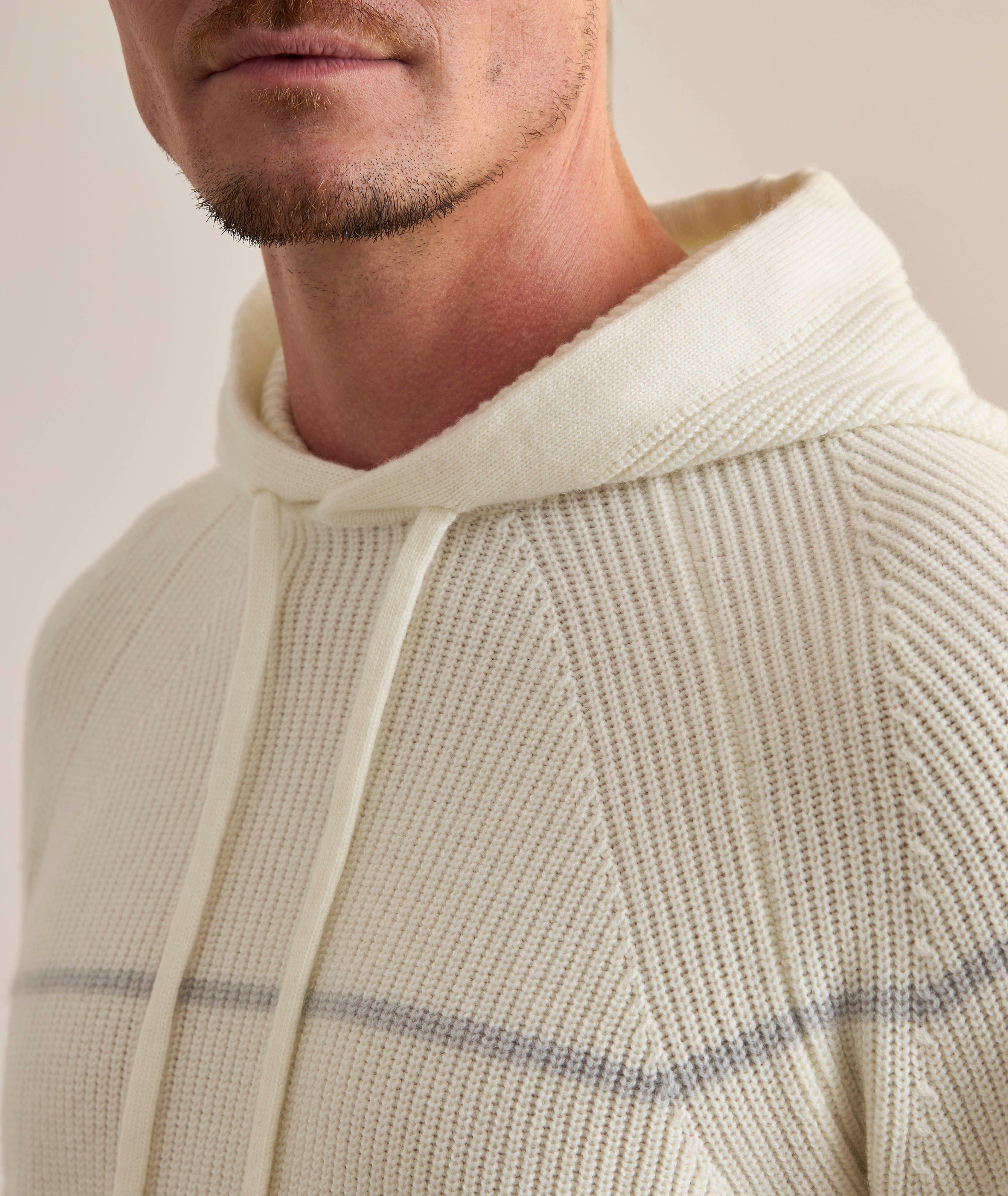 Fine Striped Cashmere Hooded Sweater image 3