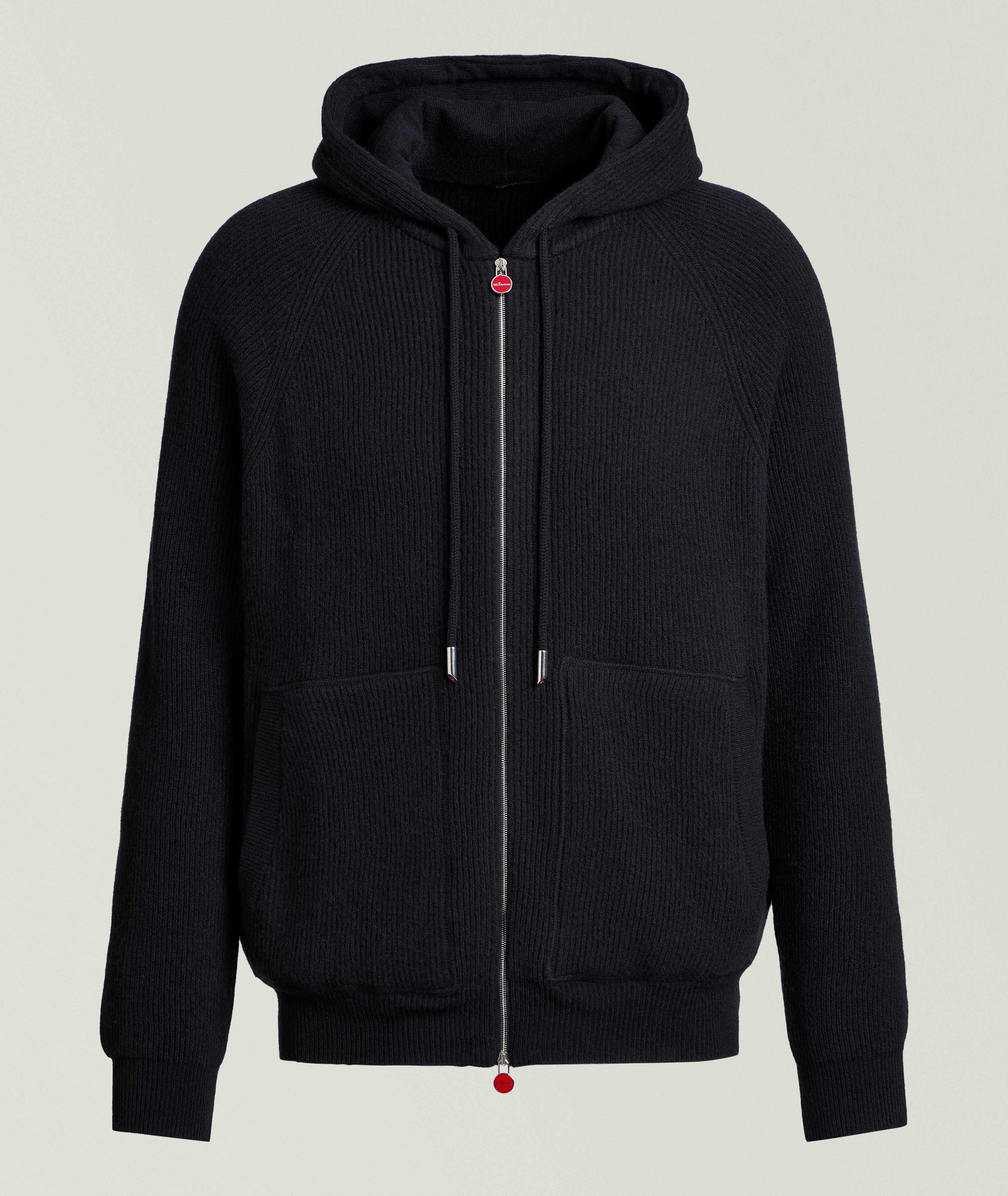 Ribbed Cashmere Zip-Up Hooded Sweater image 0