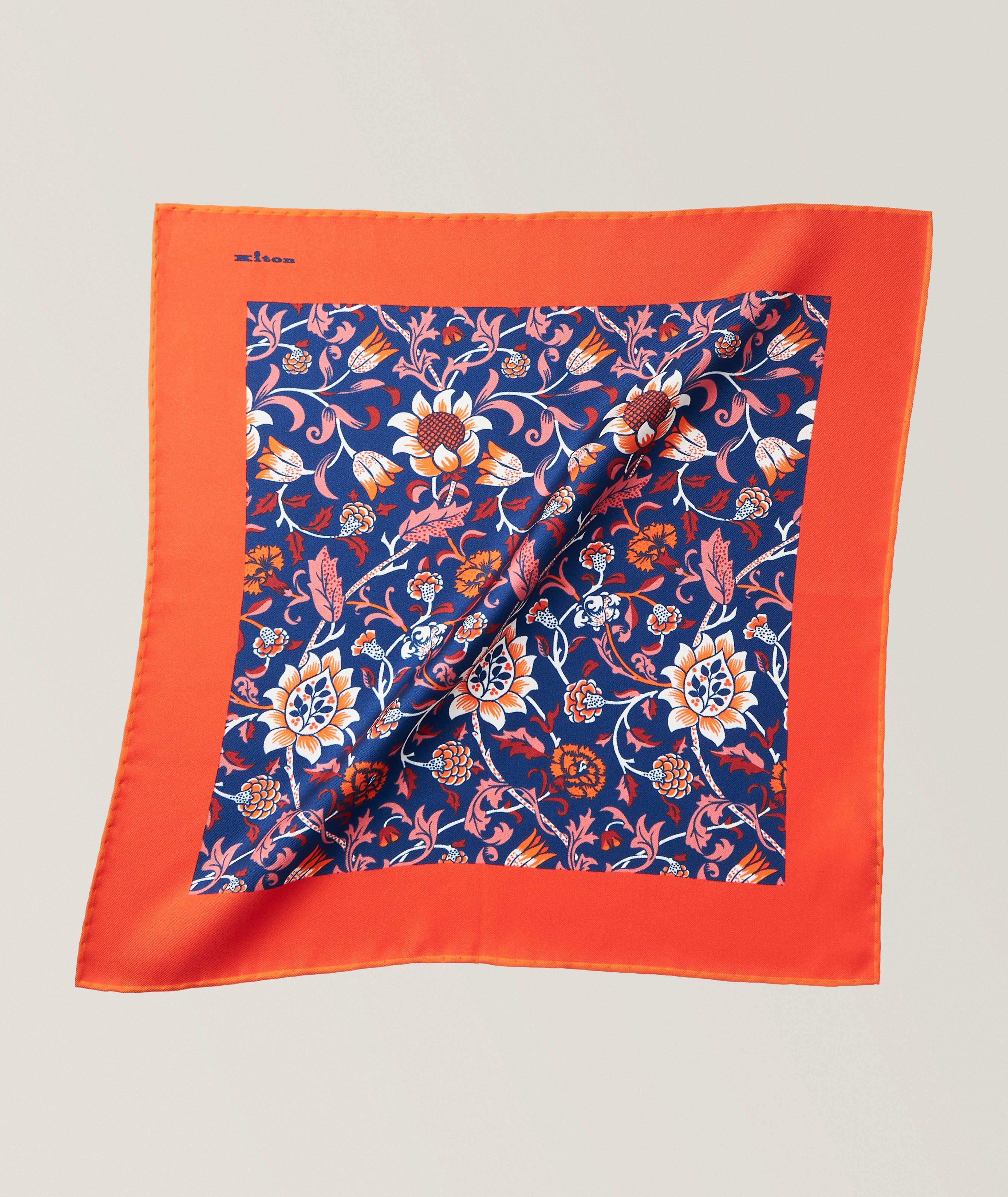 Kiton Floral Border Silk Pocket Square