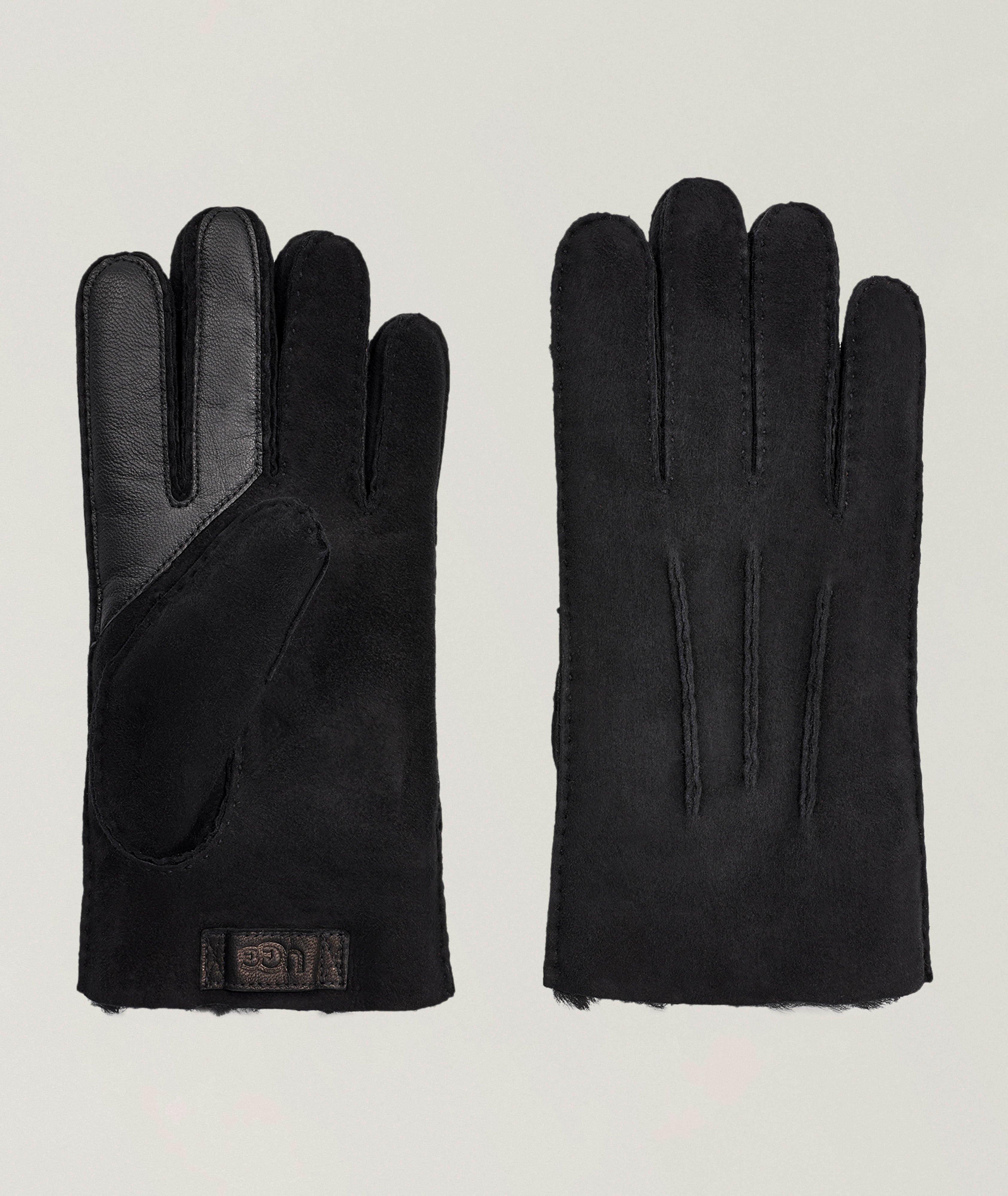 Three-Point Leather & Shearling Tech Gloves image 1