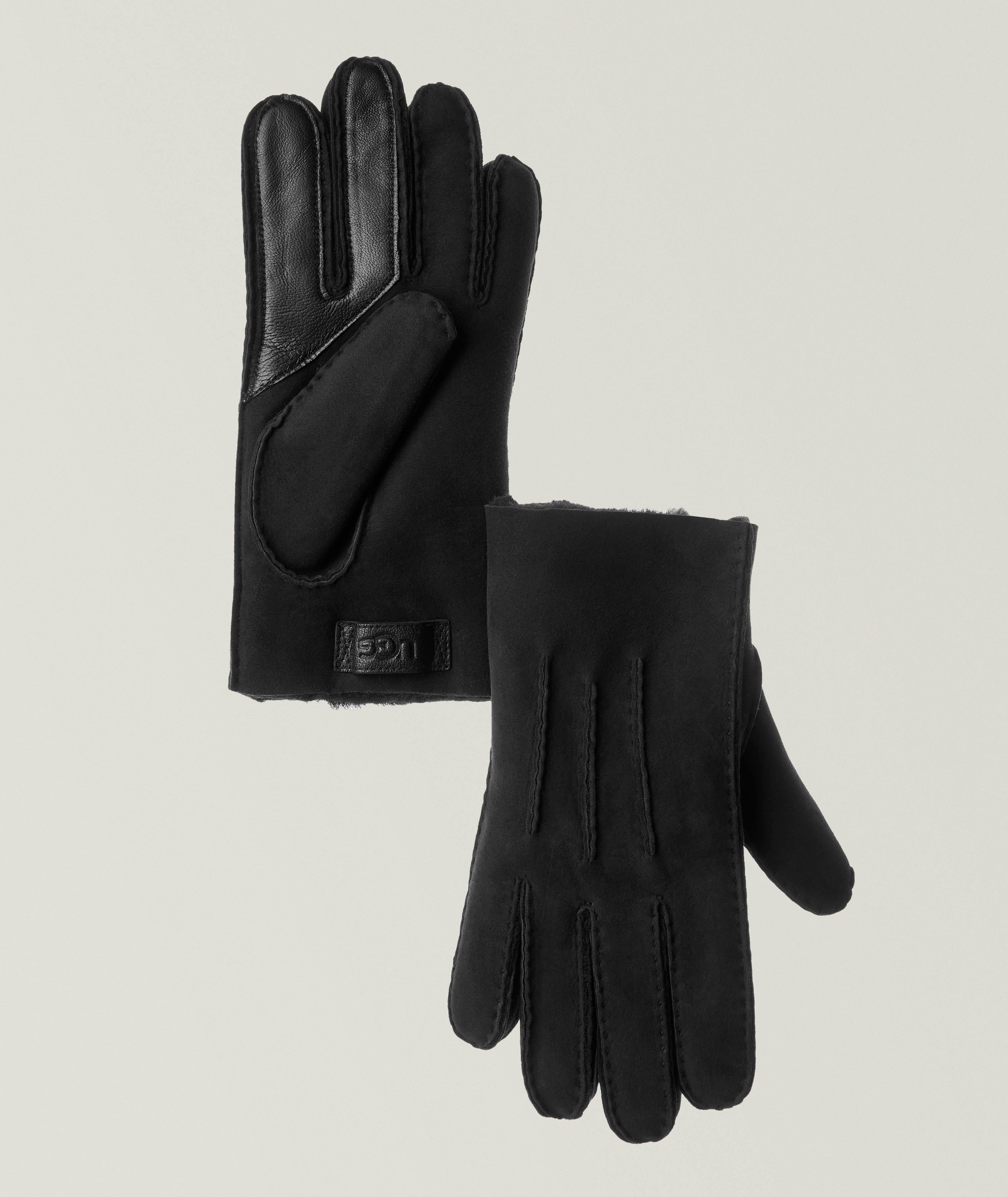 Three-Point Leather & Shearling Tech Gloves image 0