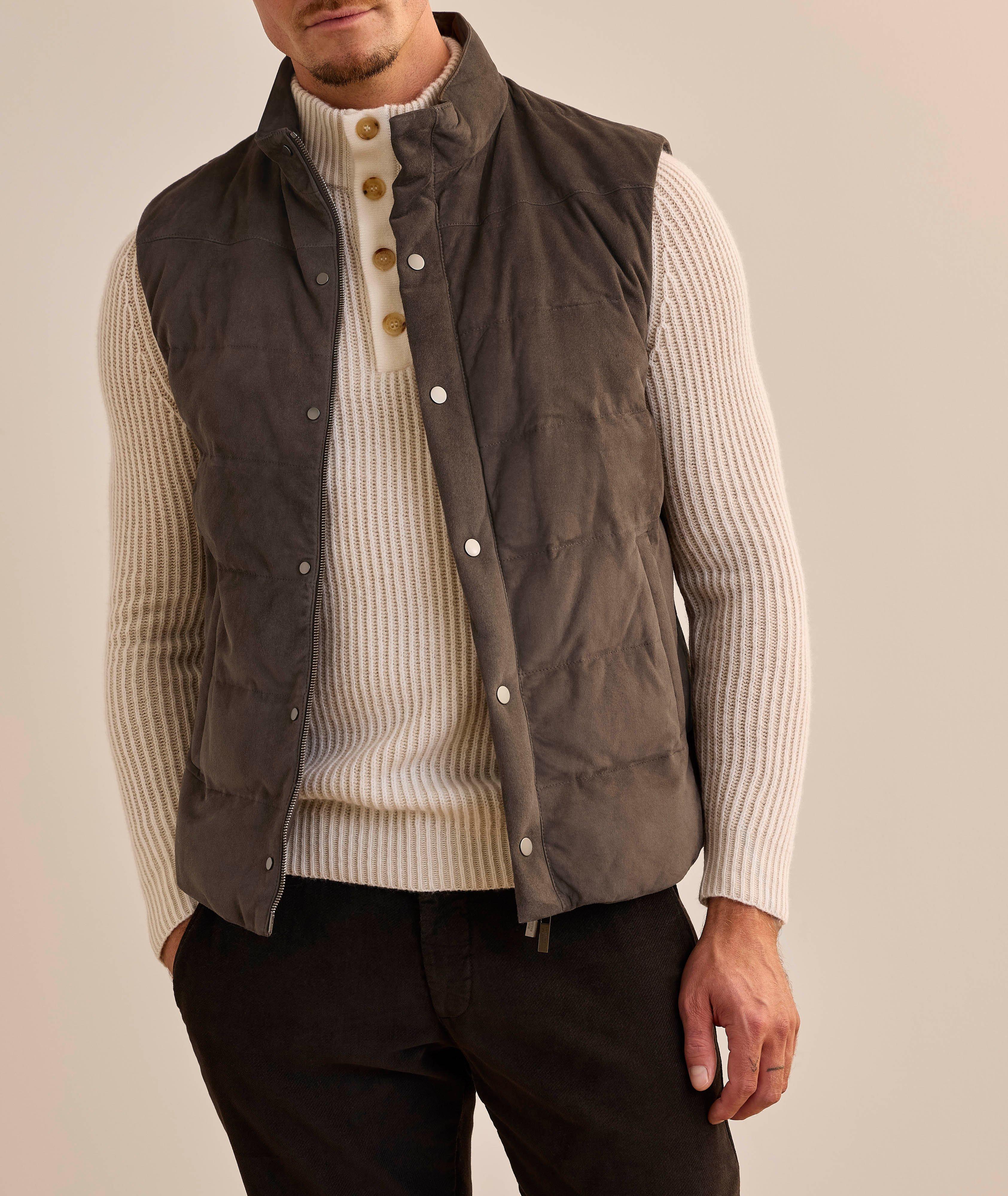 Down-Filled Suede Vest image 1