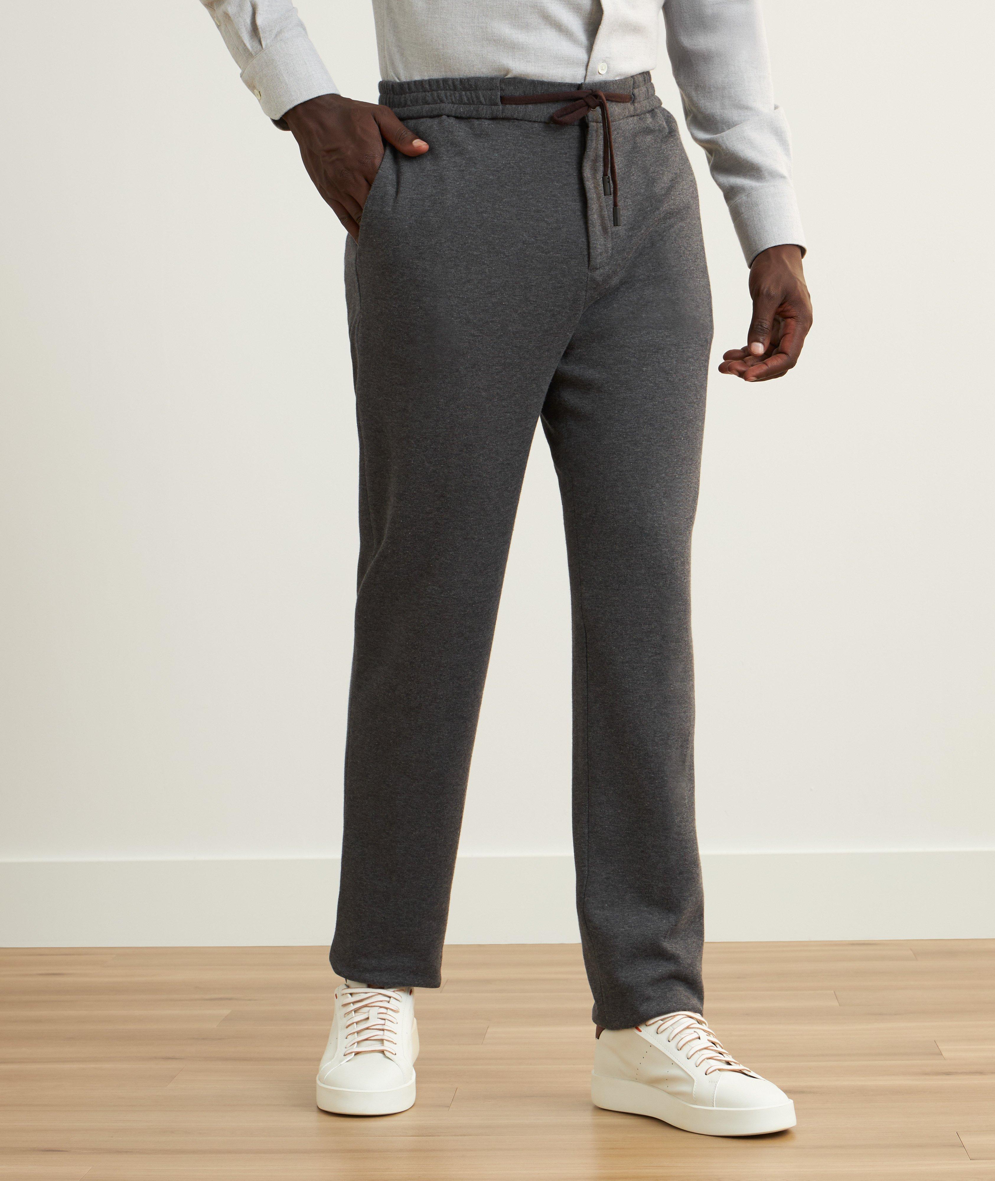 Cotton-Cashmere Drawstring Tapered Pants image 1