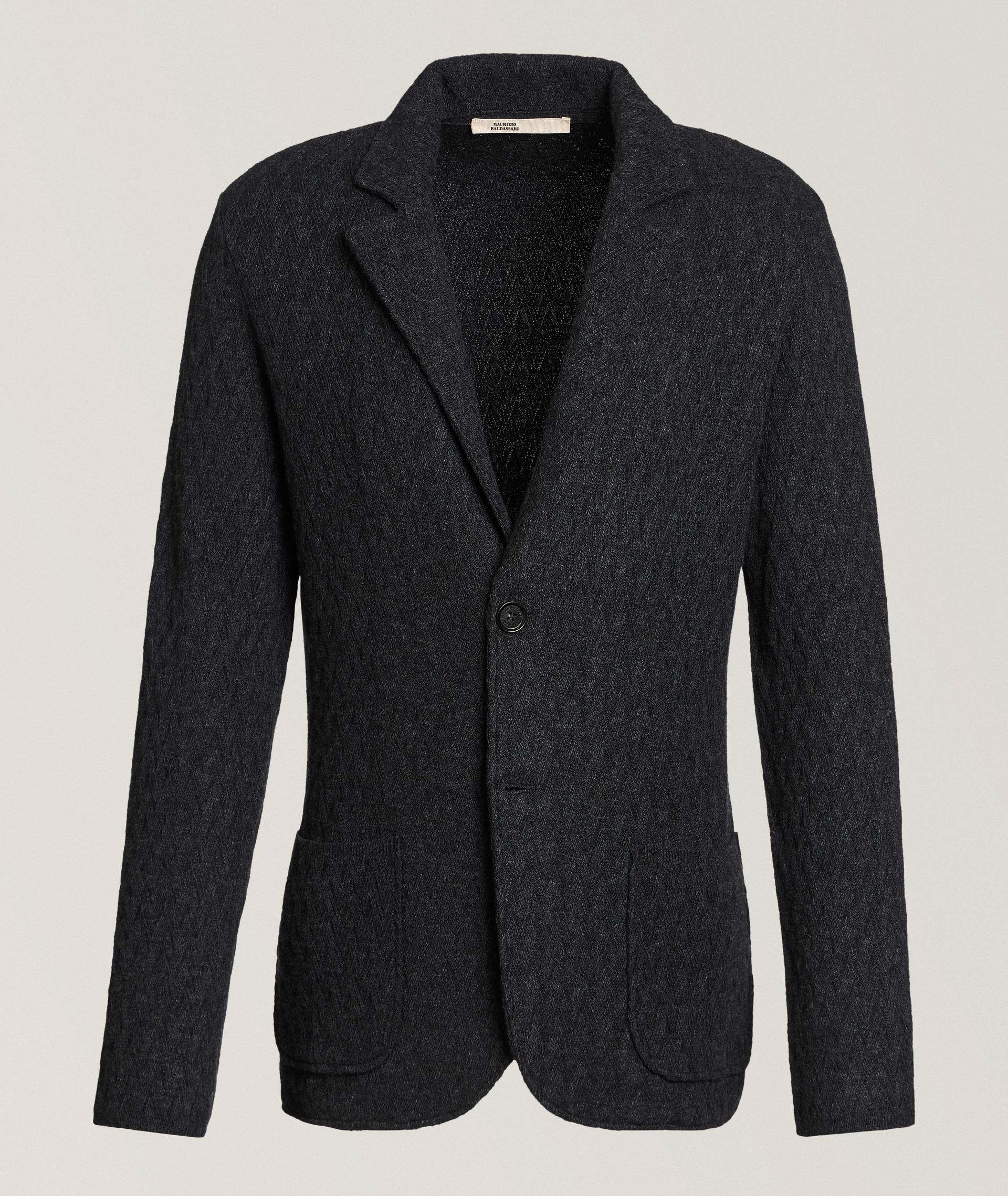 Basket Weave Virgin Wool-Blend Cardigan image 0