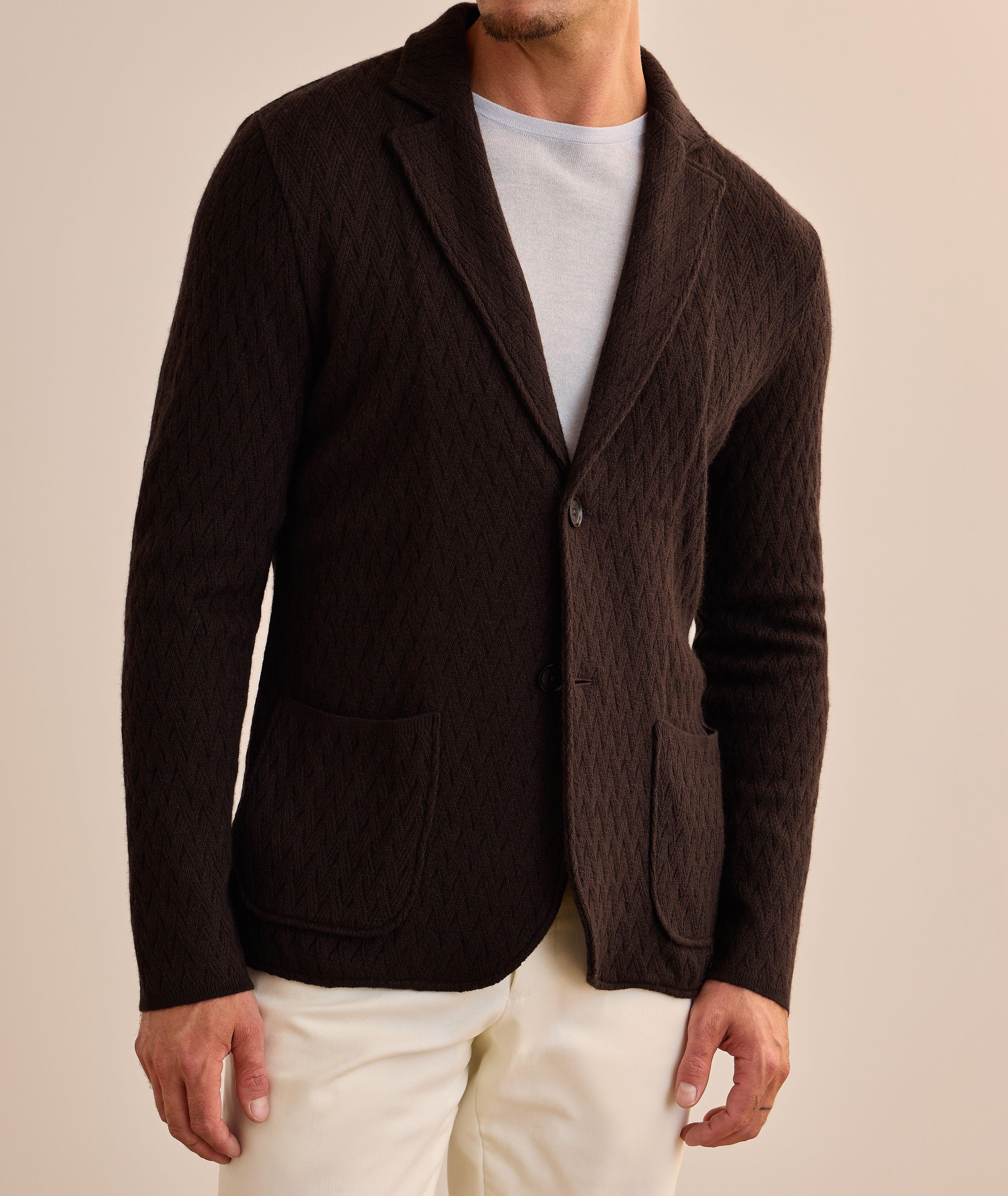 Cardigan en laine vierge mélangée à tissage panier image 1