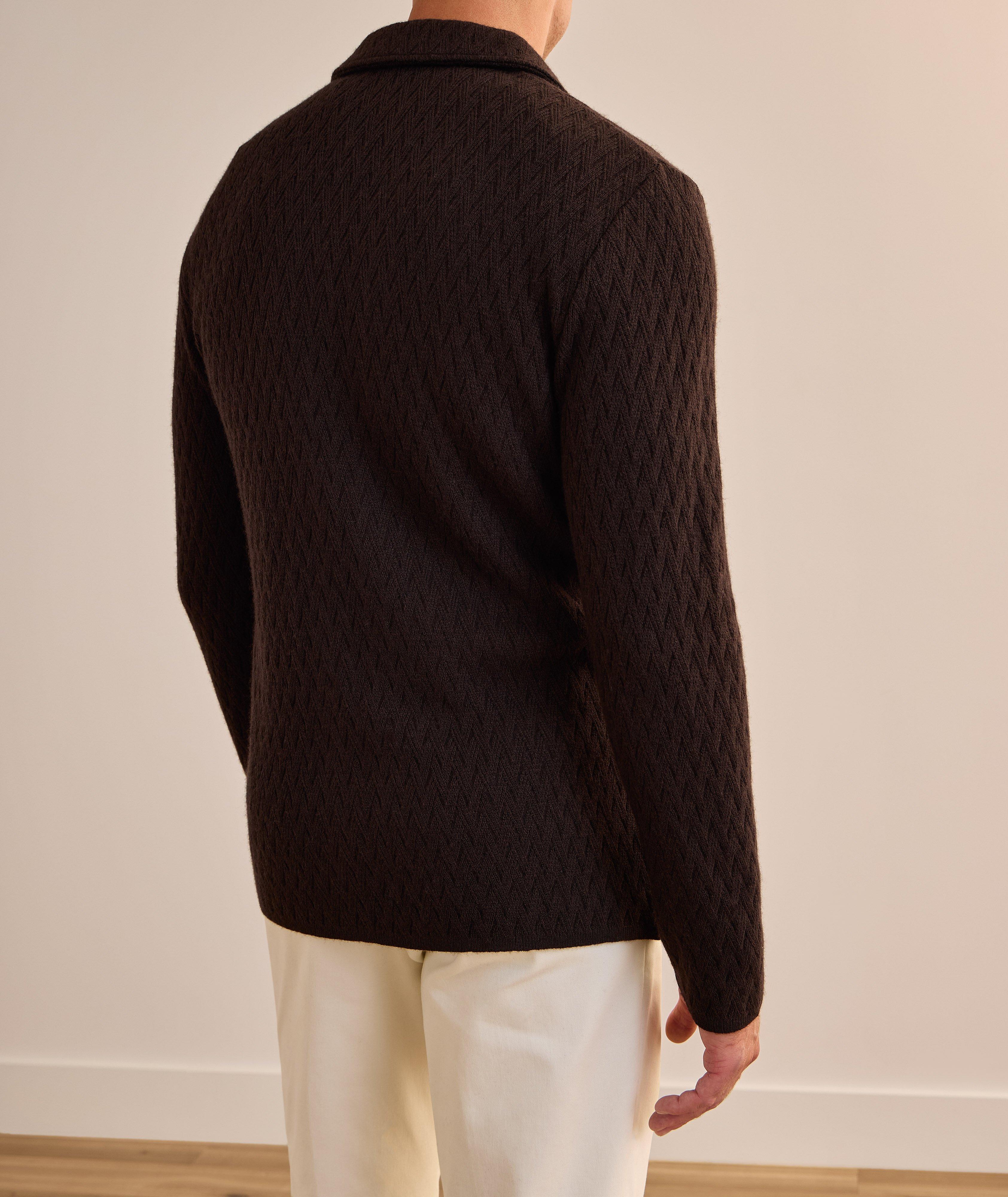 Cardigan en laine vierge mélangée à tissage panier image 2