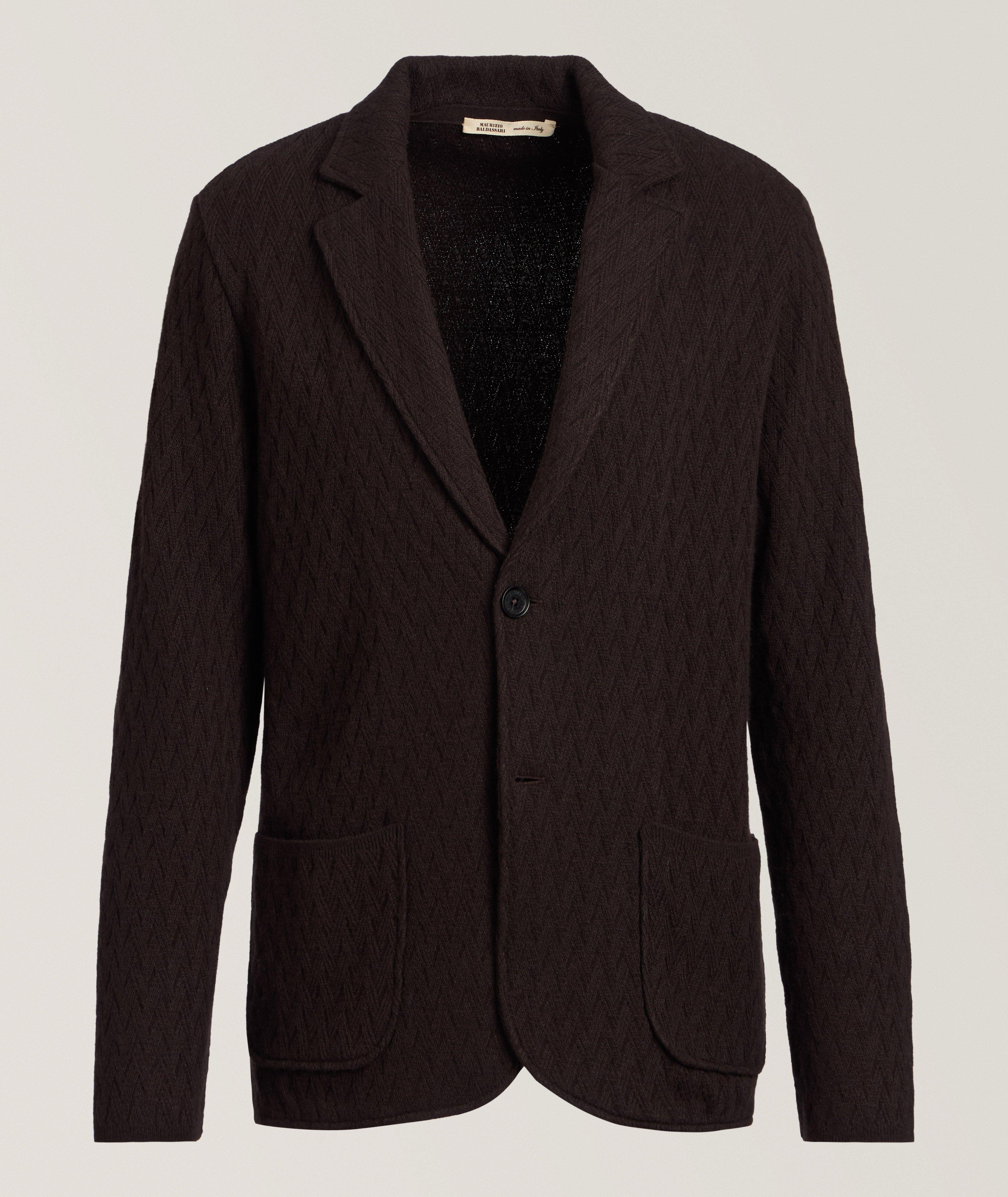 Cardigan en laine vierge mélangée à tissage panier image 0