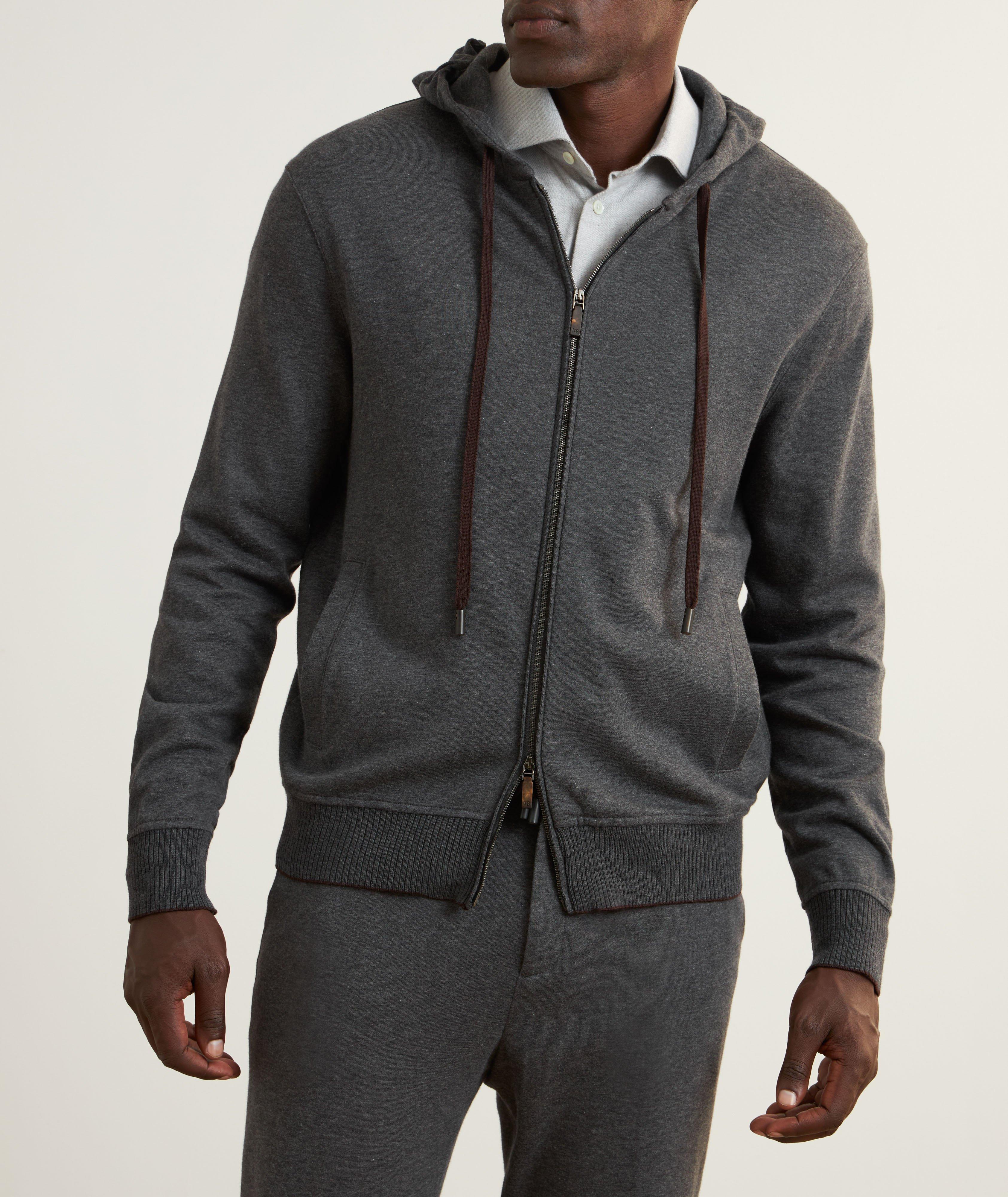 Cotton-Cashmere Full-Zip Hooded Sweater image 1